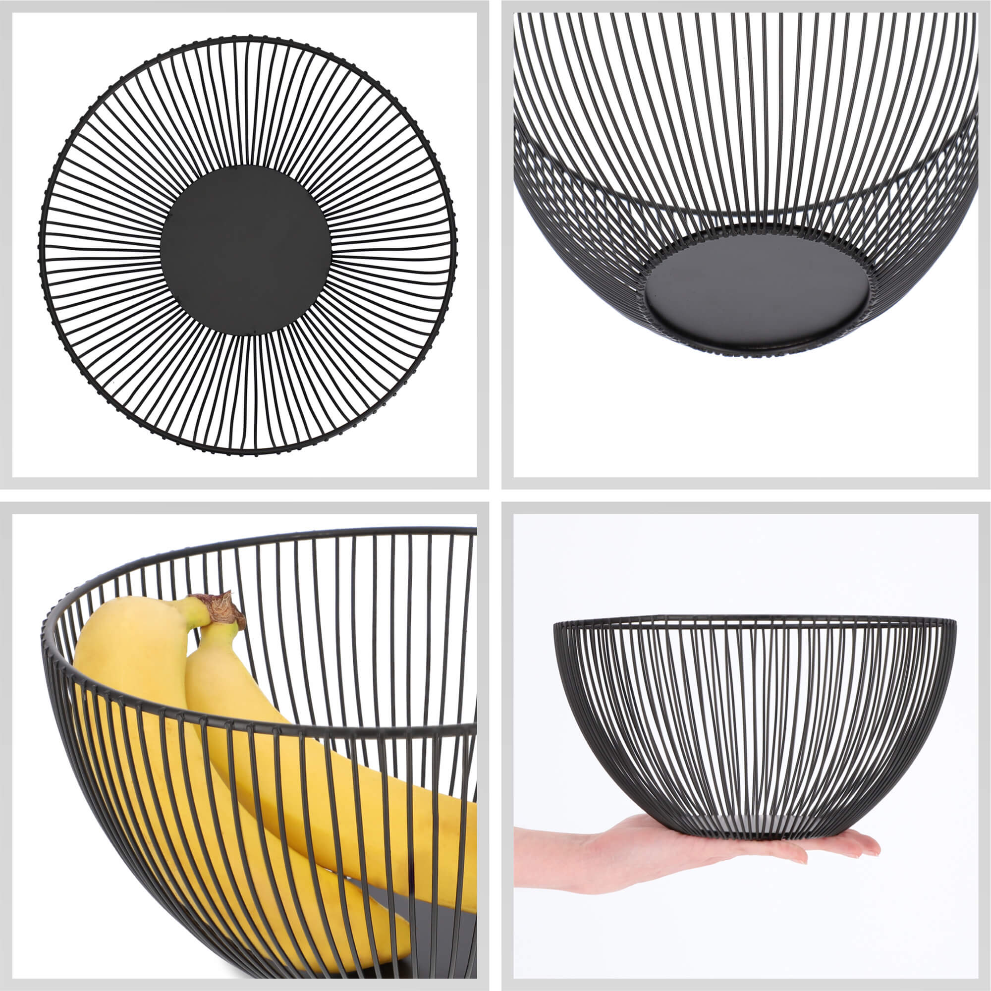 Metalowy koszyk na warzywa i owoce 25 cm, czarny