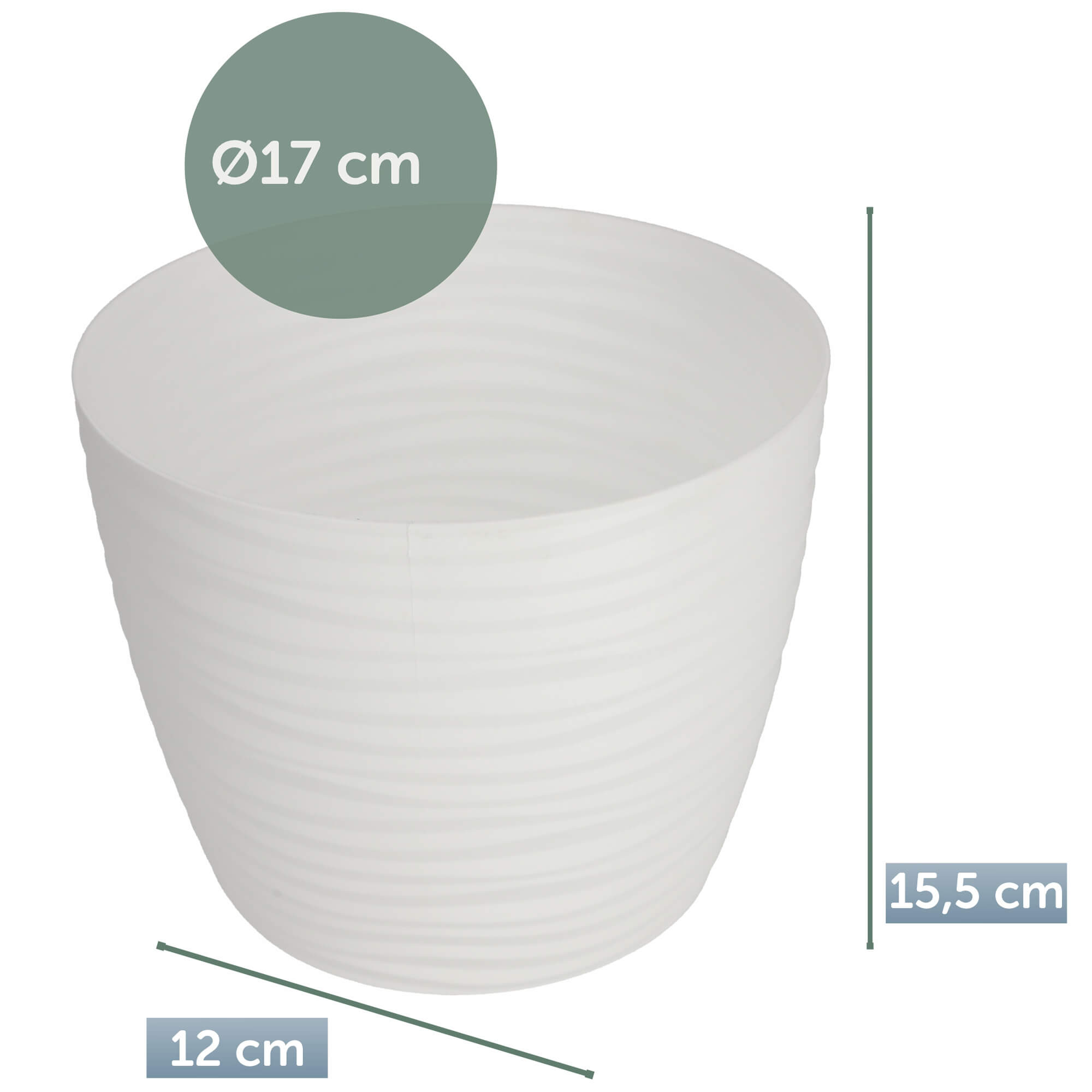 Doniczka na kwiaty okrągła z podstawką 17 cm, biała