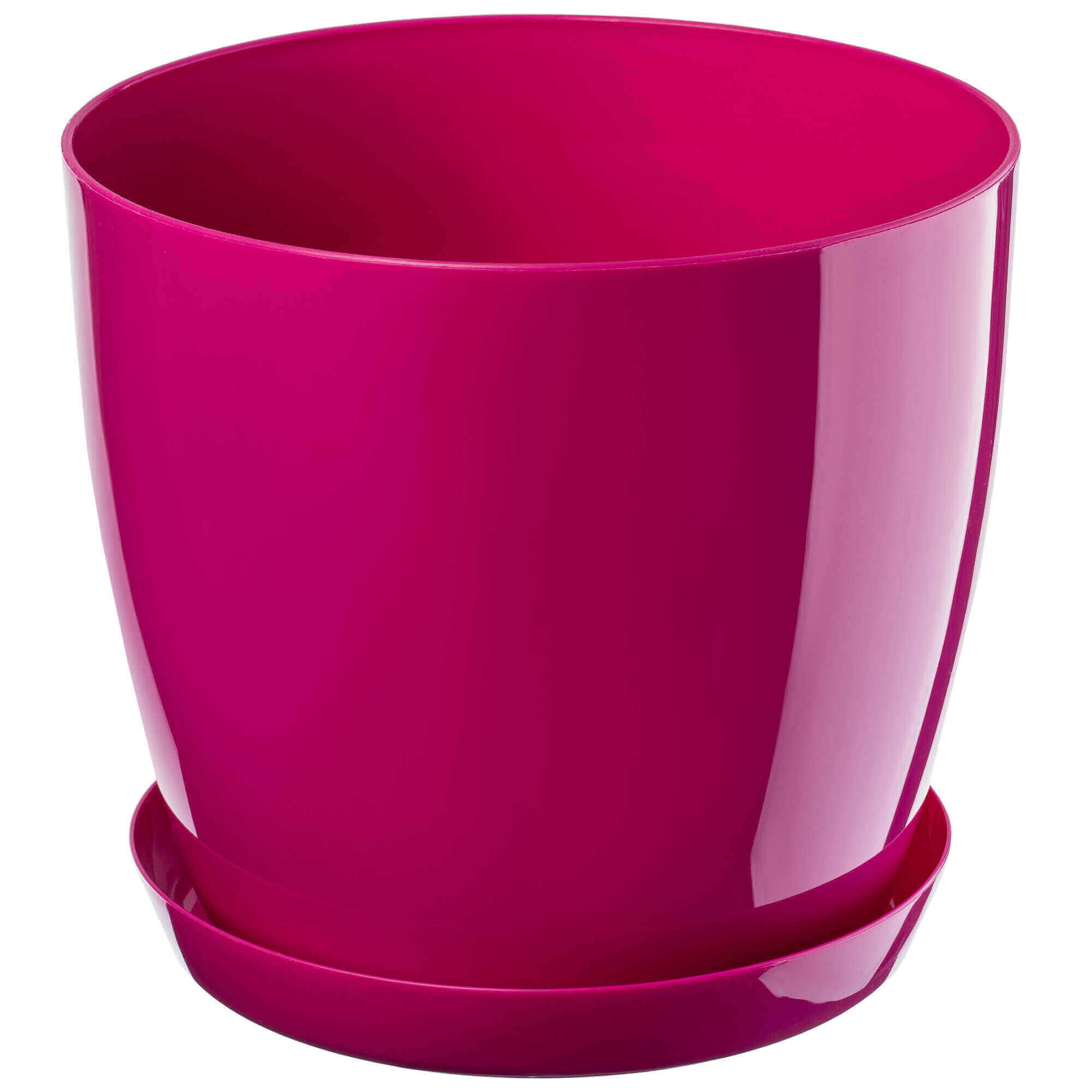 Doniczka na kwiaty z podstawką 23 cm, fuksja