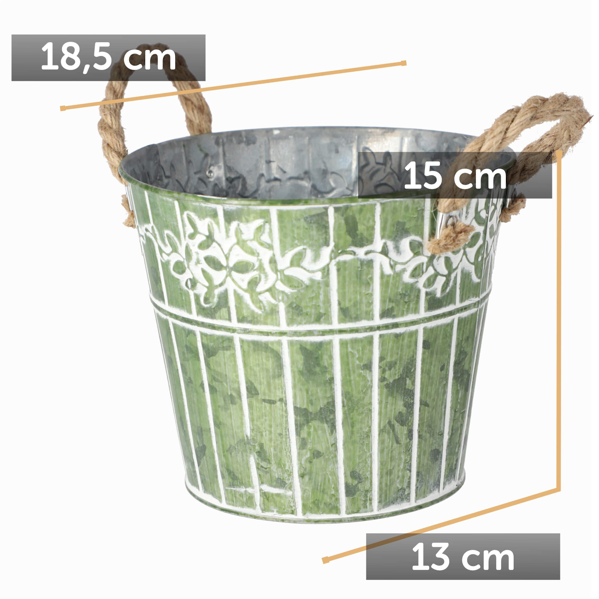 Osłonka na kwiaty okrągła Pino 18 cm, zielona
