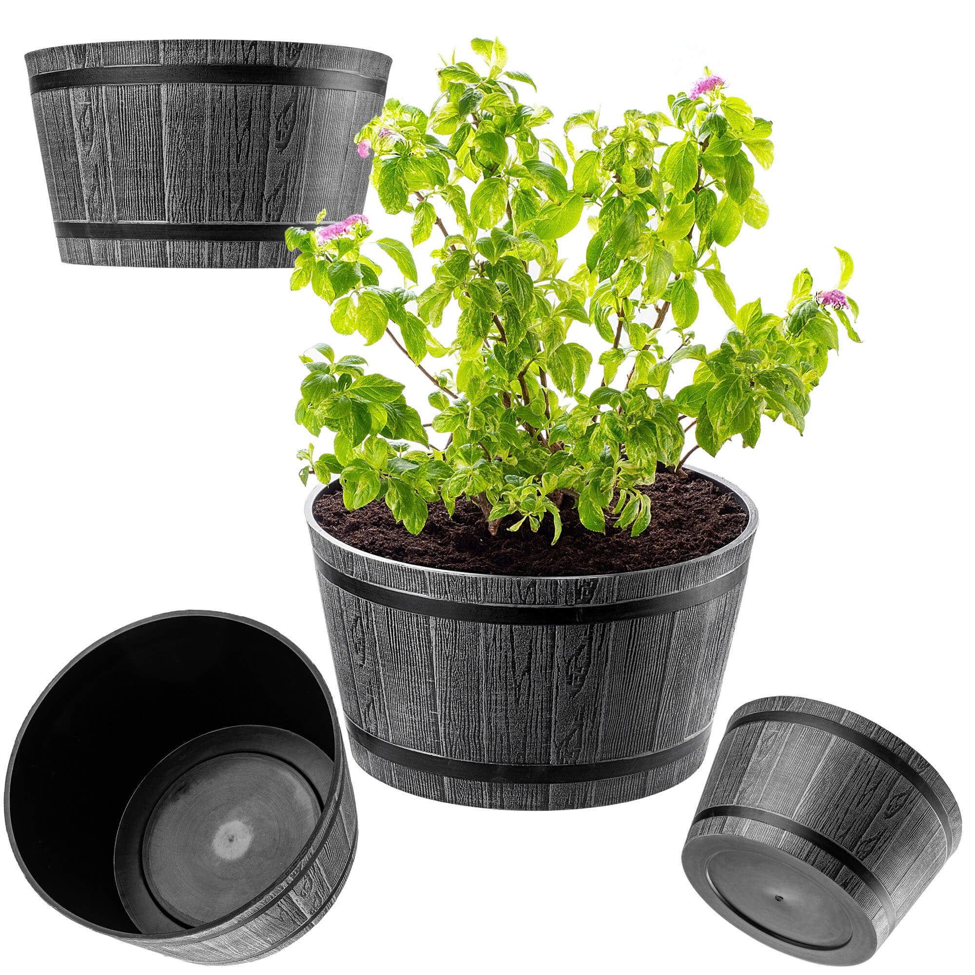 Donica na kwiaty Sori 40 cm, ciemny szary