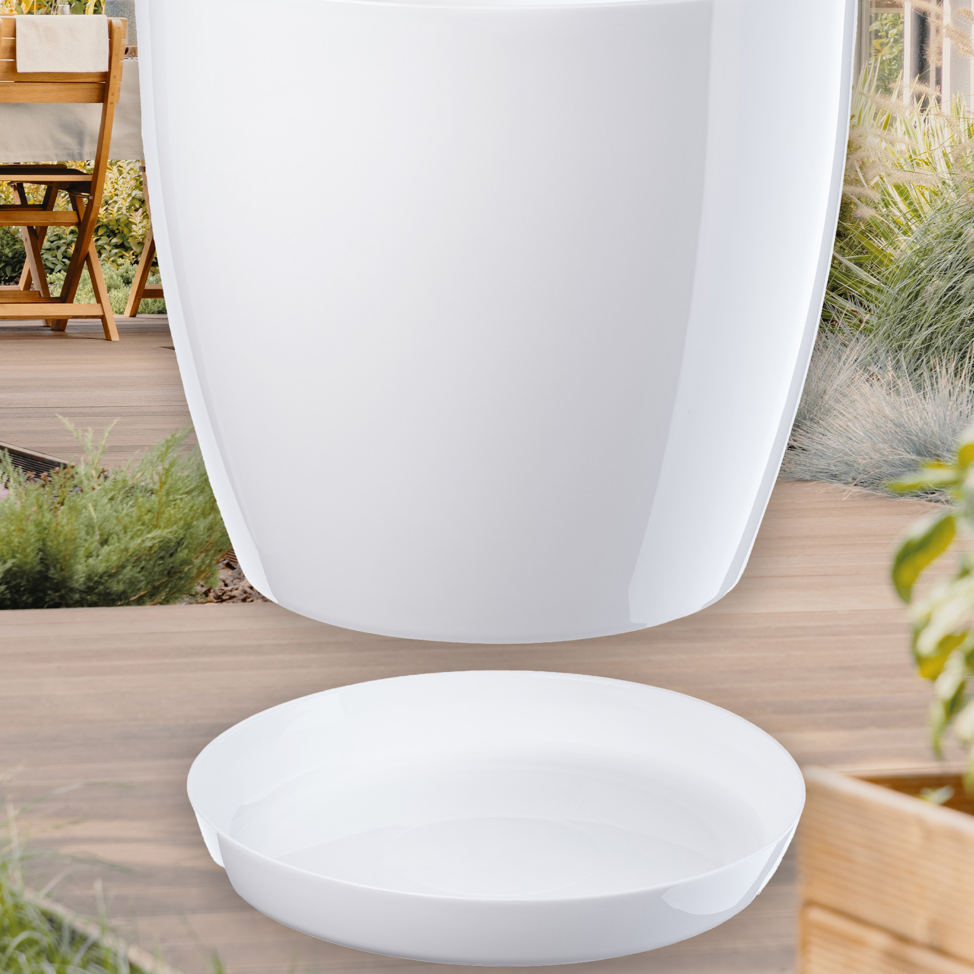 Doniczka Agen z podstawką biała 18 cm, 3 szt.
