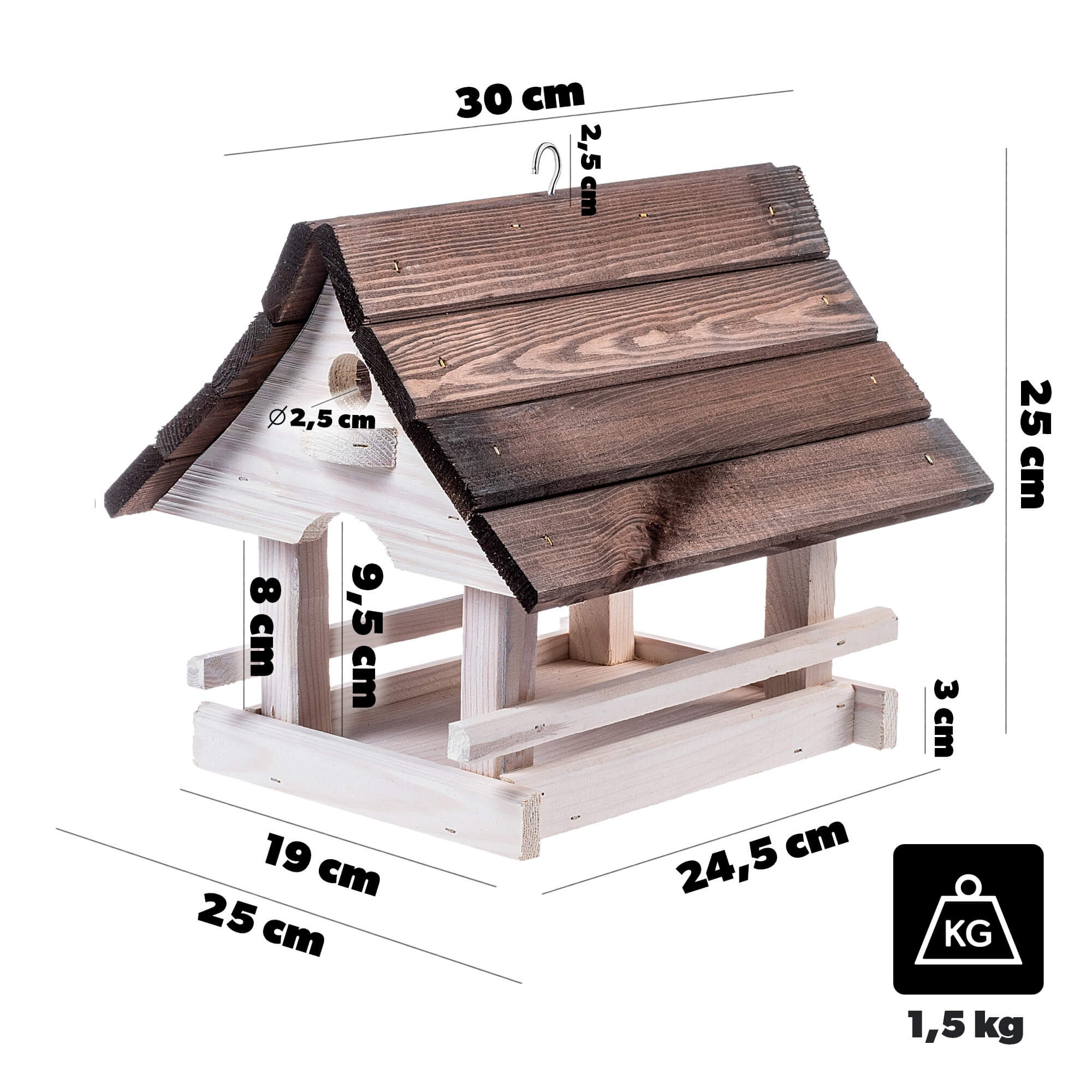 Karmnik dla ptaków Arbis domek 30 x 25 cm biało-brązowy