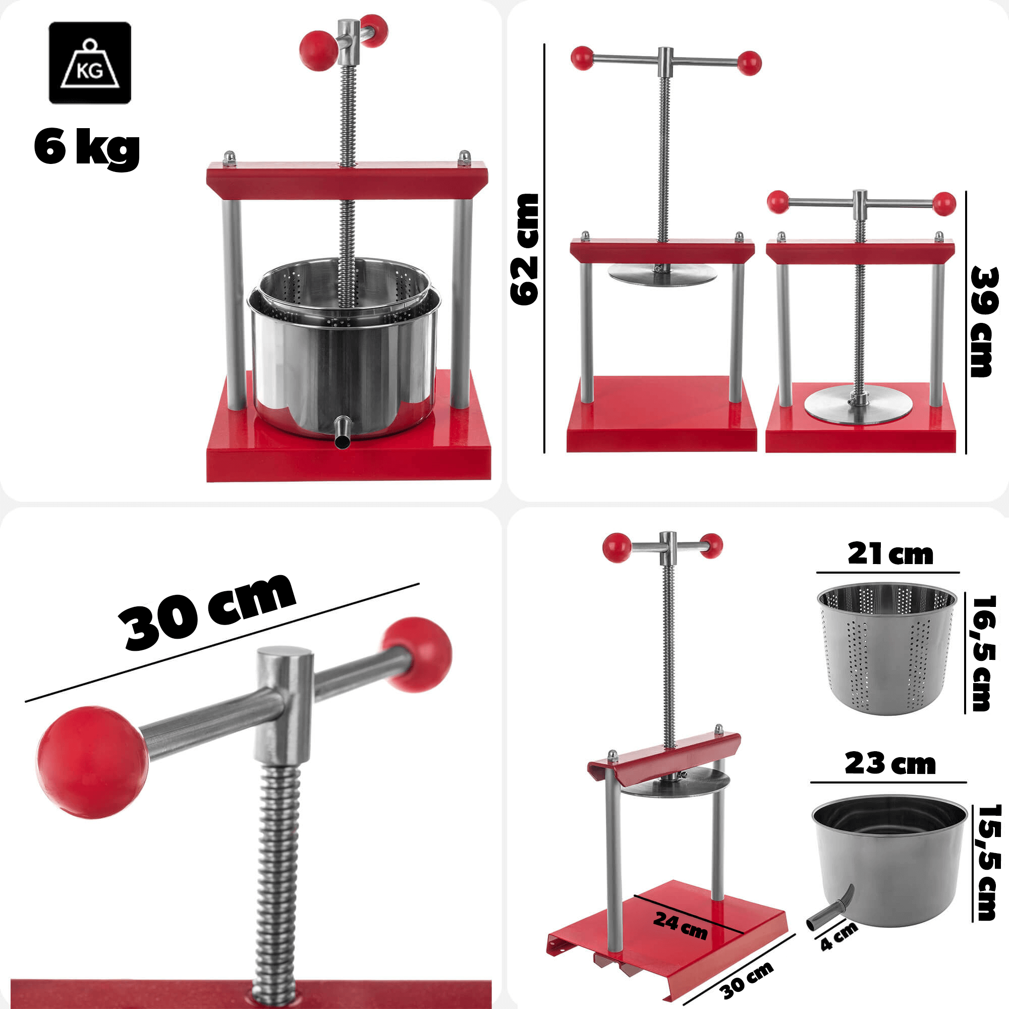 Wyciskarka do owoców Silba, stalowa, 6L
