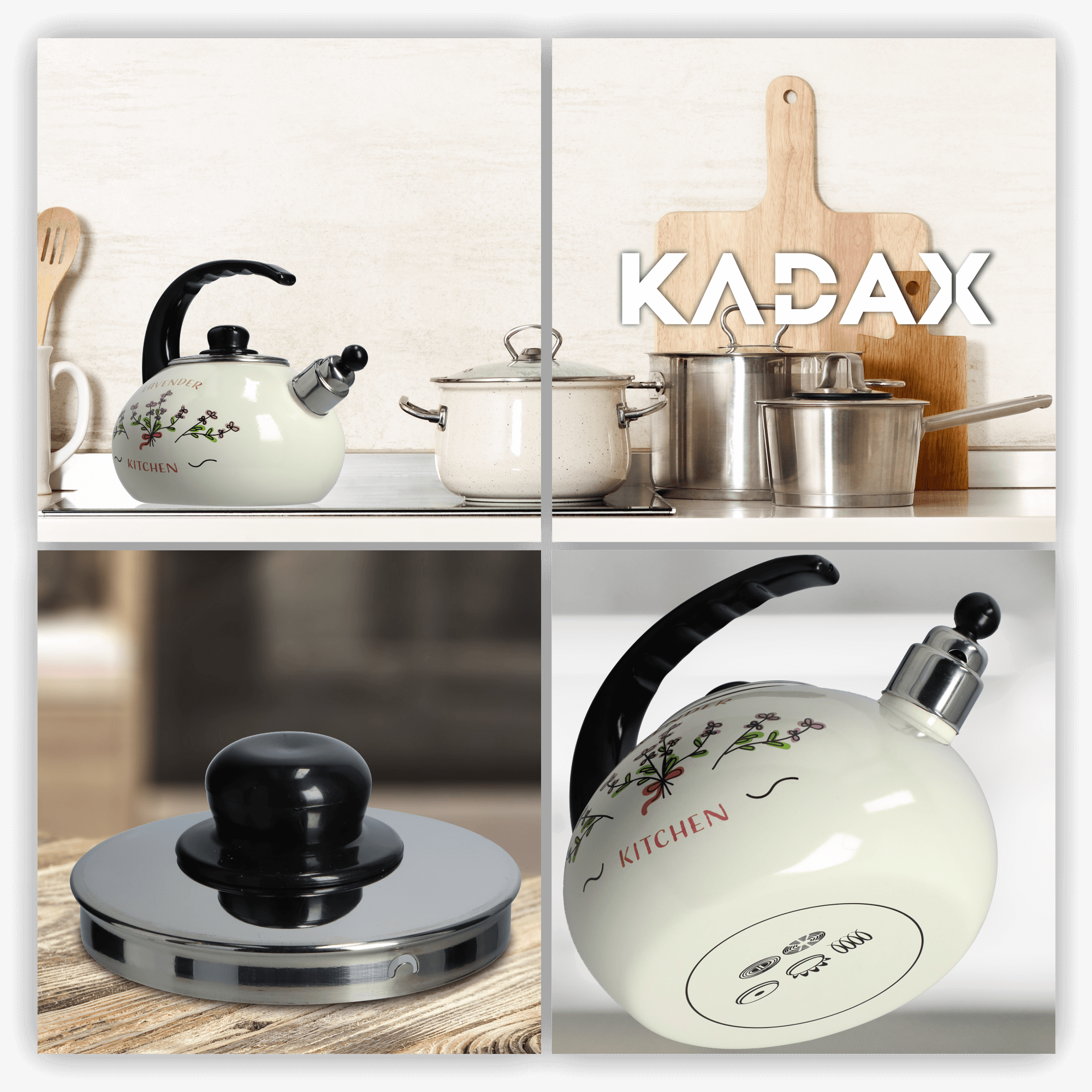 Czajnik emaliowany z gwizdkiem 2.2L, lawenda