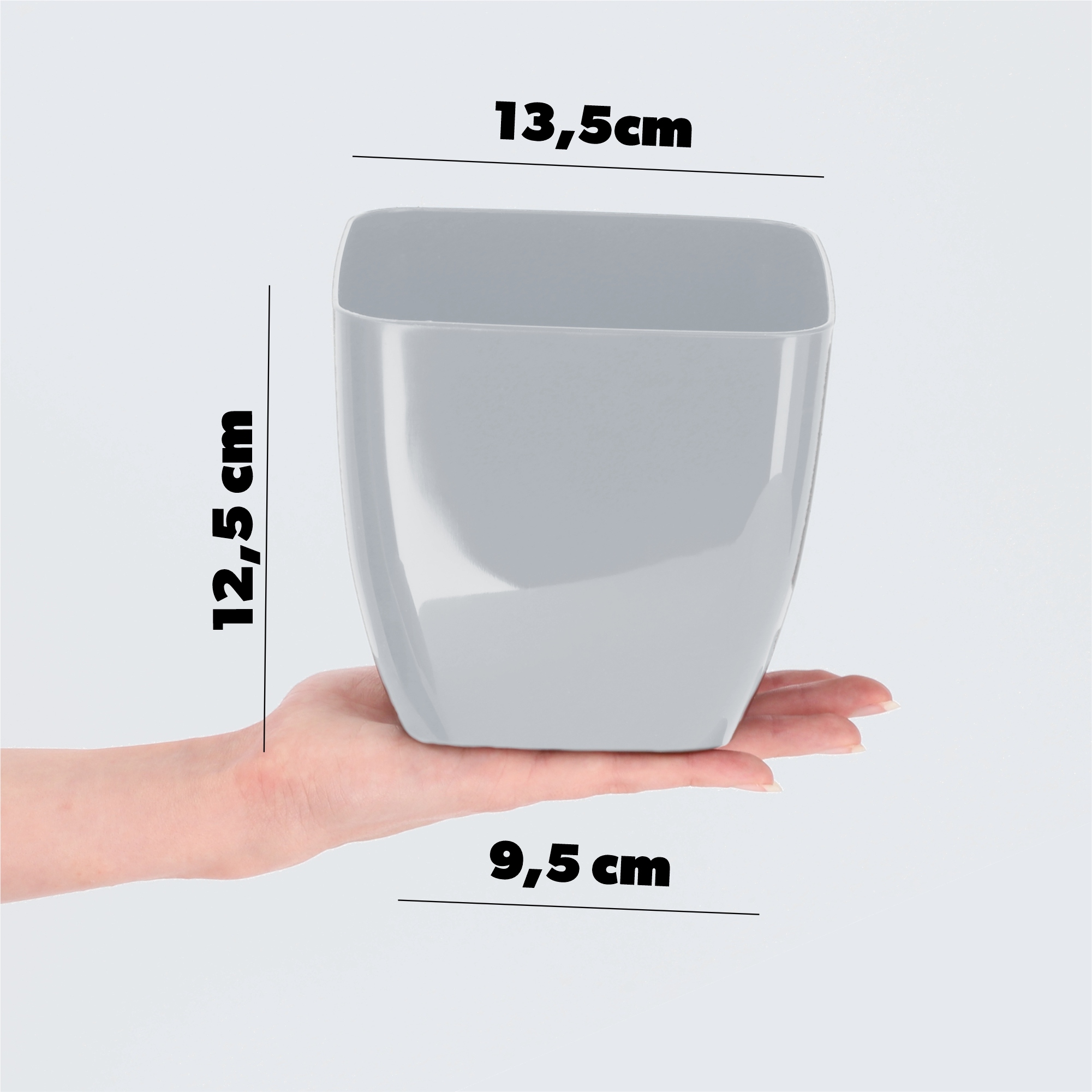 Doniczka kwadratowa Borgo 14 cm, szara