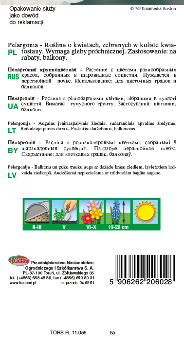 Pelargonia - Pelargonium biała F2 10g