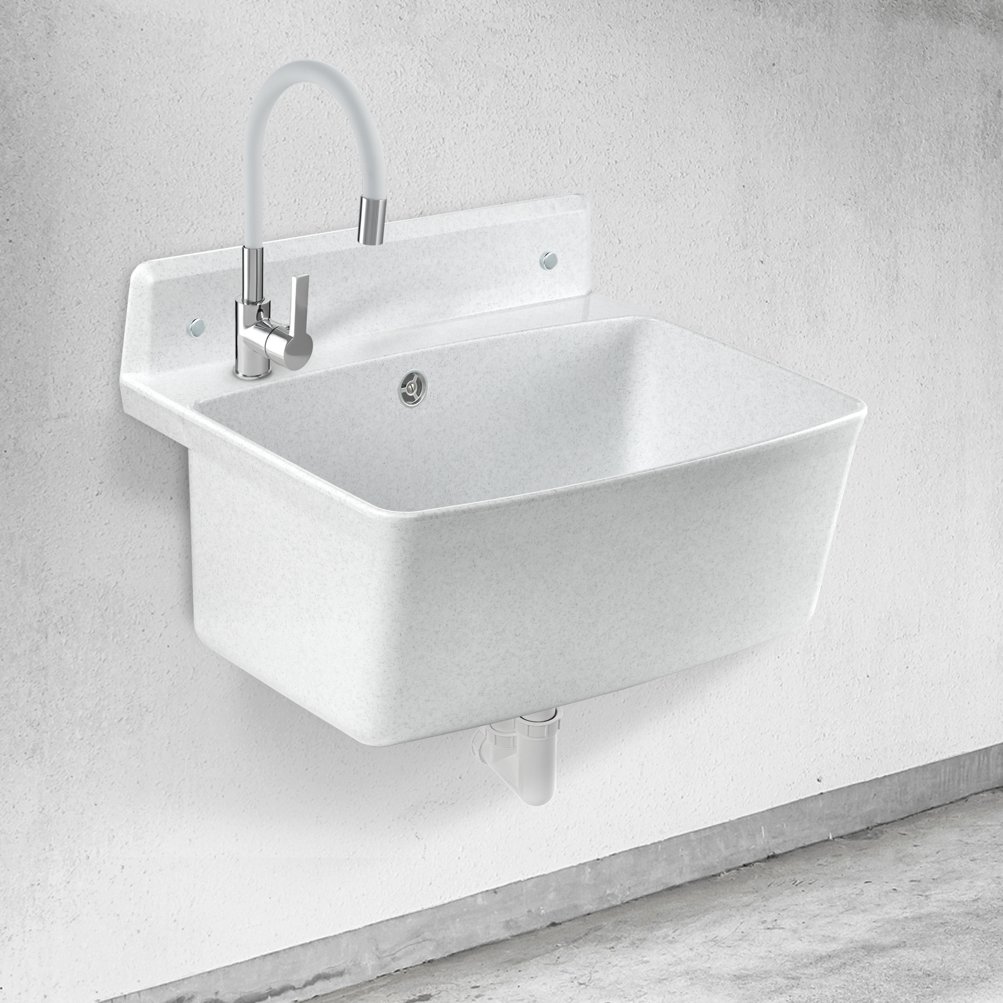 Zlew gospodarzy z baterią elastyczną Gospo XXL, biały