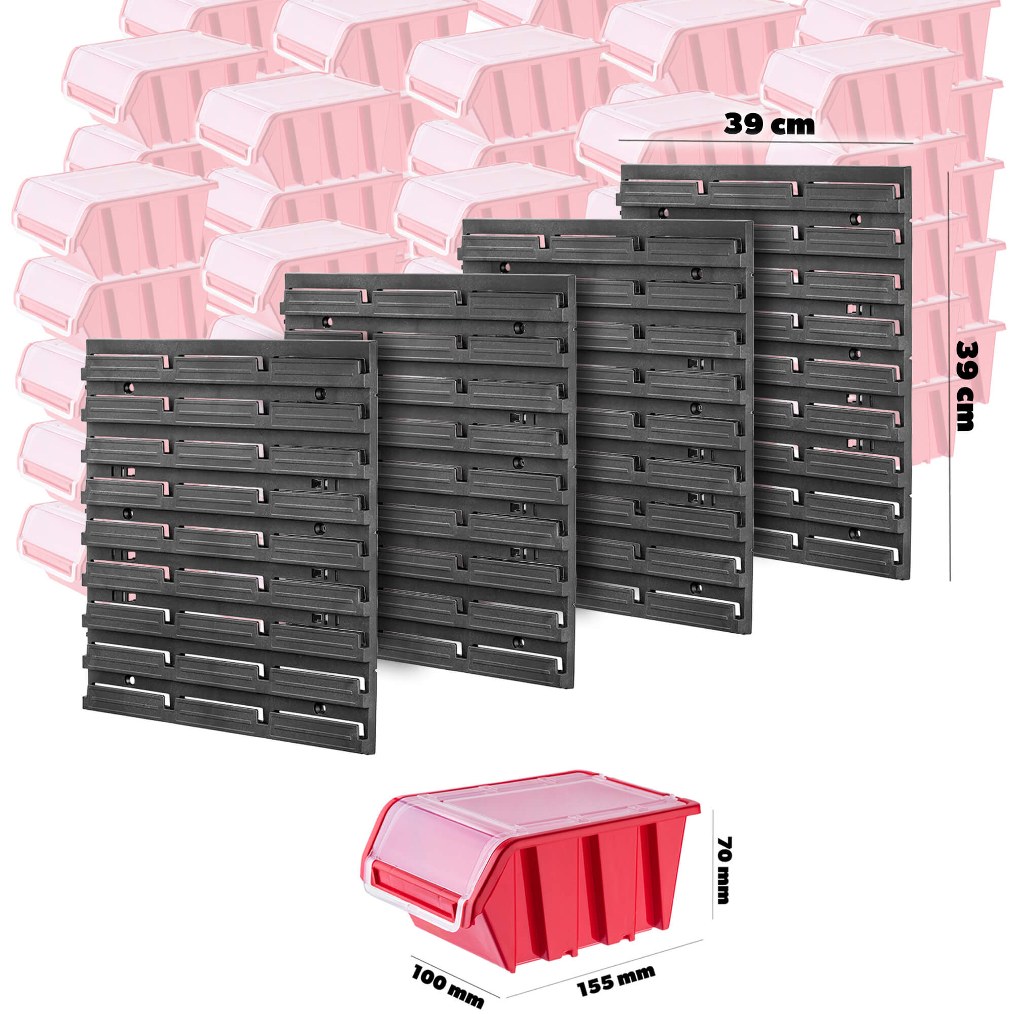 Tablica warsztatowa Lokke 78x78cm 63 elementy czerwona
