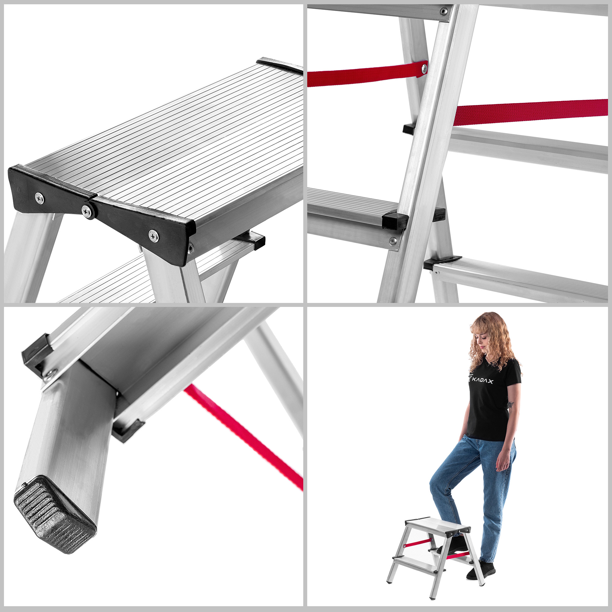 Drabina aluminiowa dwustronna Telti 2 stopnie