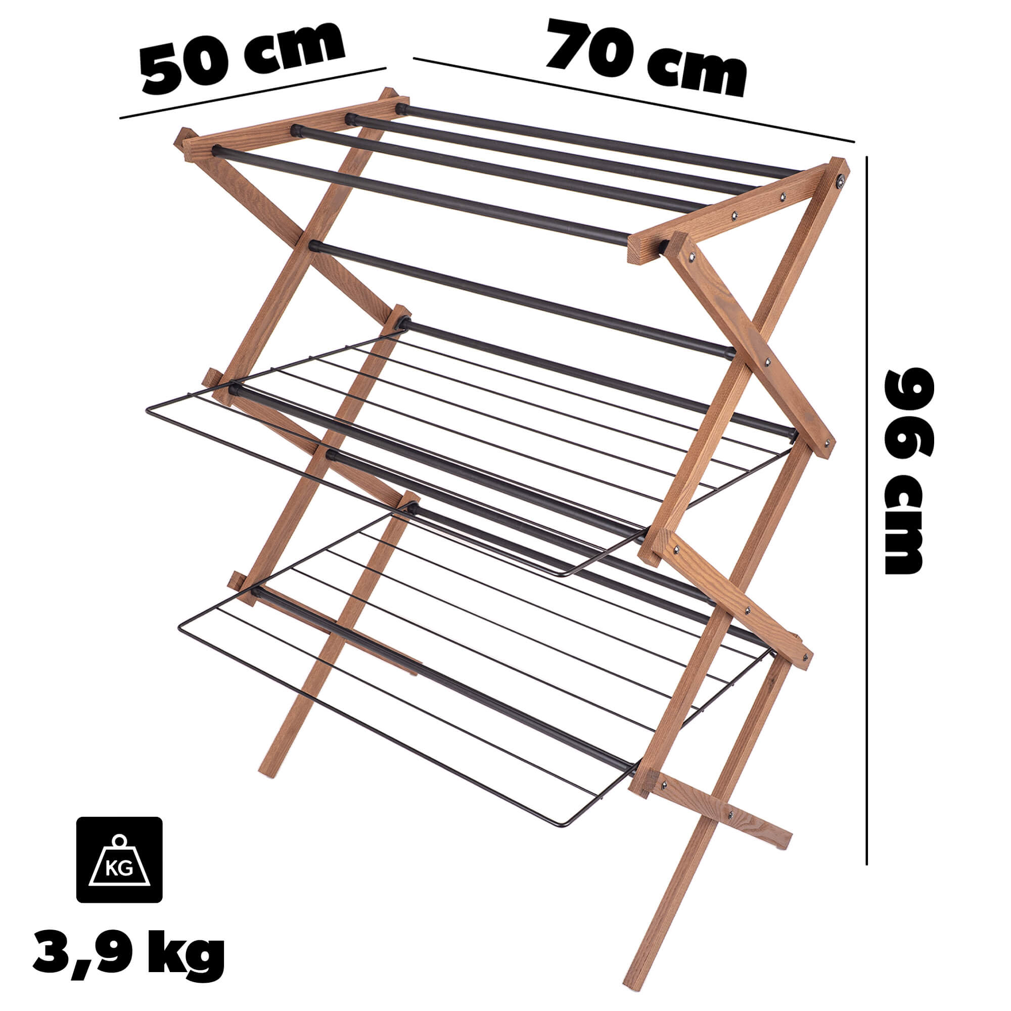 Suszarka drewniana na pranie stojąca Ferrara 70 x 50 cm
