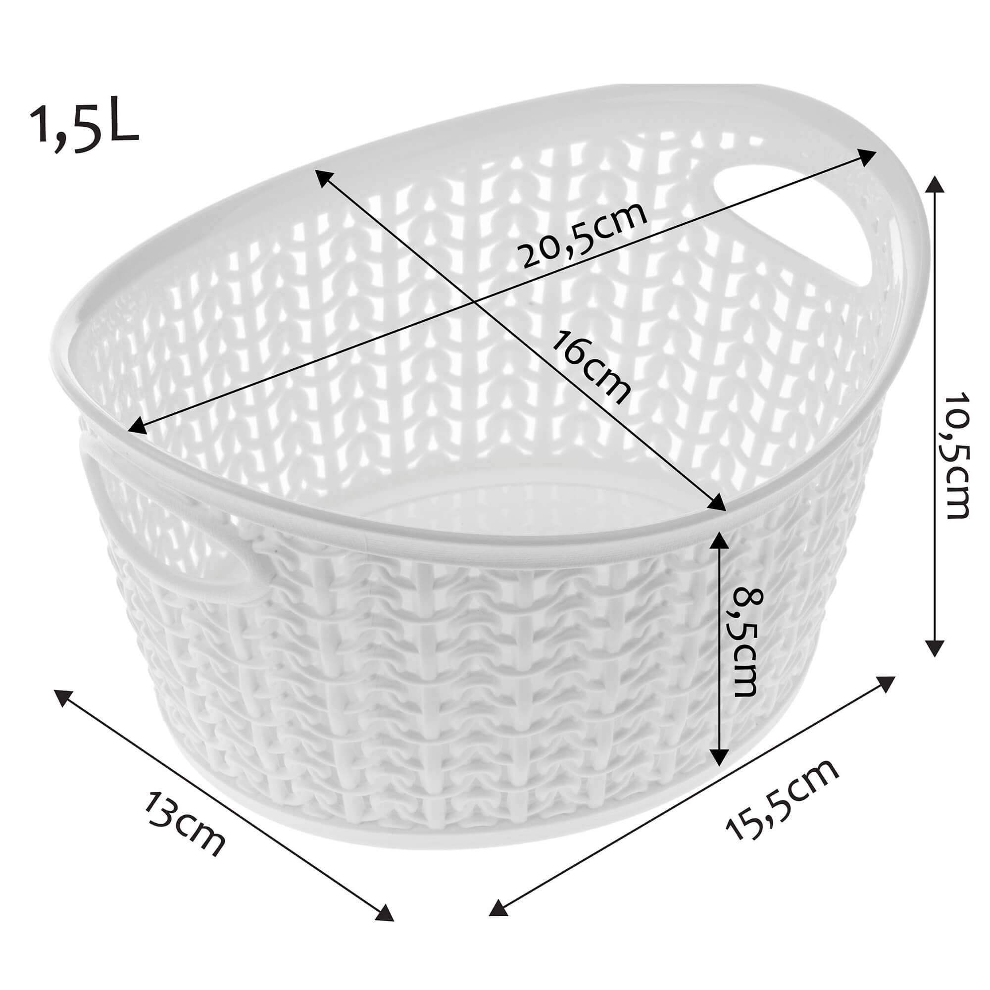 Koszyk plastikowy Malm owalny 1.5L, biały