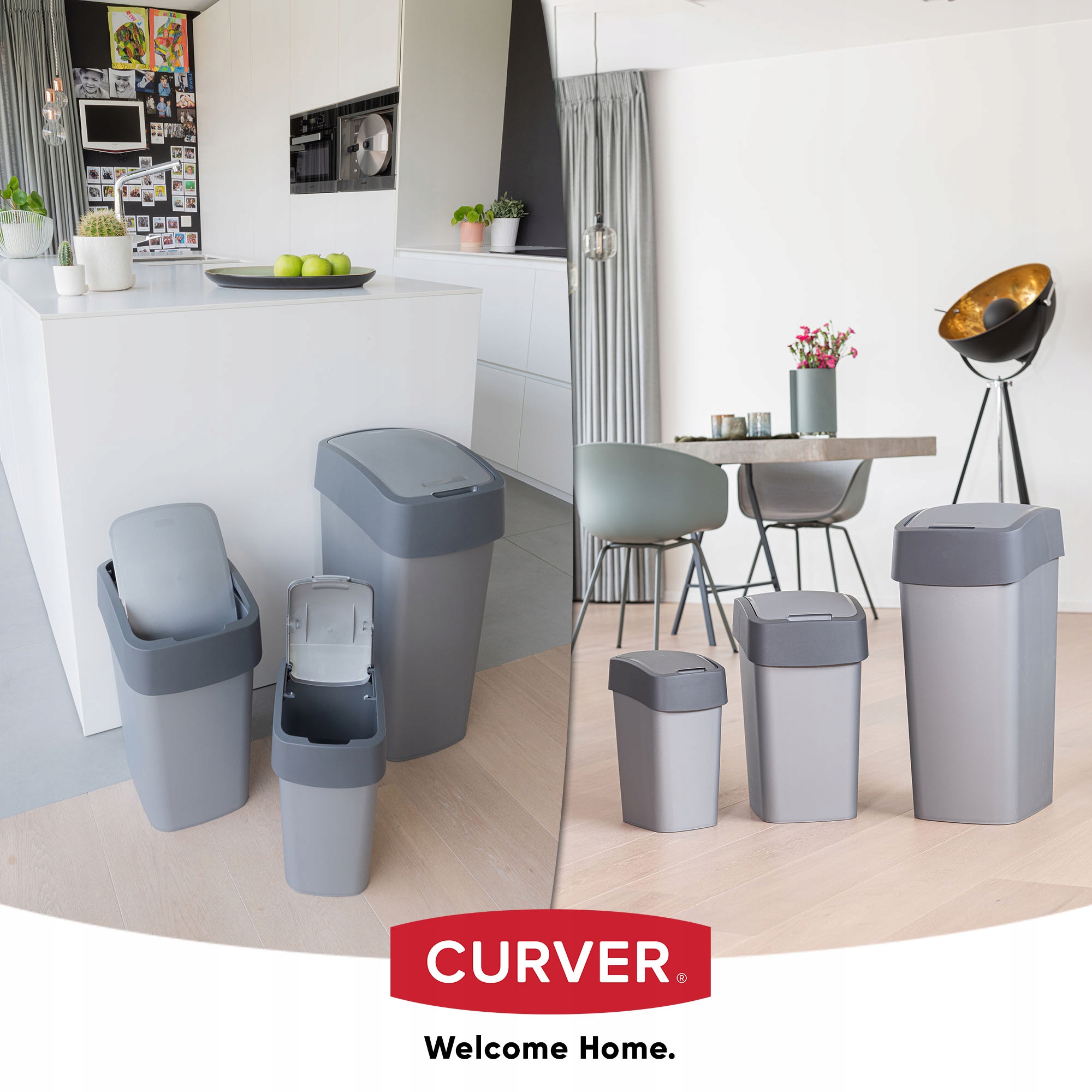 Kosz na śmieci Curver Flip Bin 25L, zielony