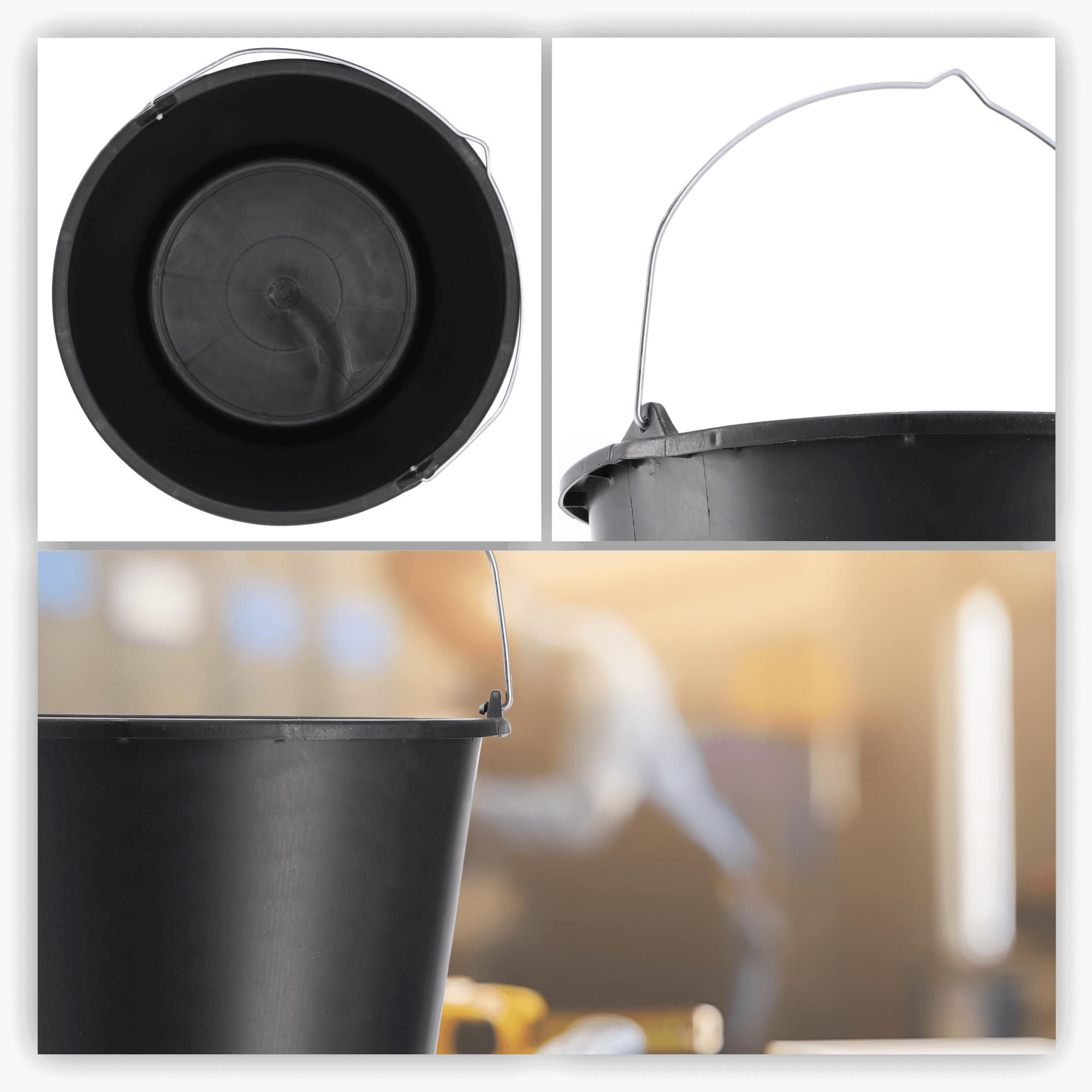 Wiadro budowlane Bado 16L, czarne 12 szt.