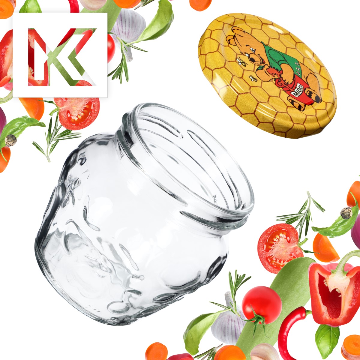 Słoiki Kemi 200ml 50szt 66mm + wieczka "Miód"
