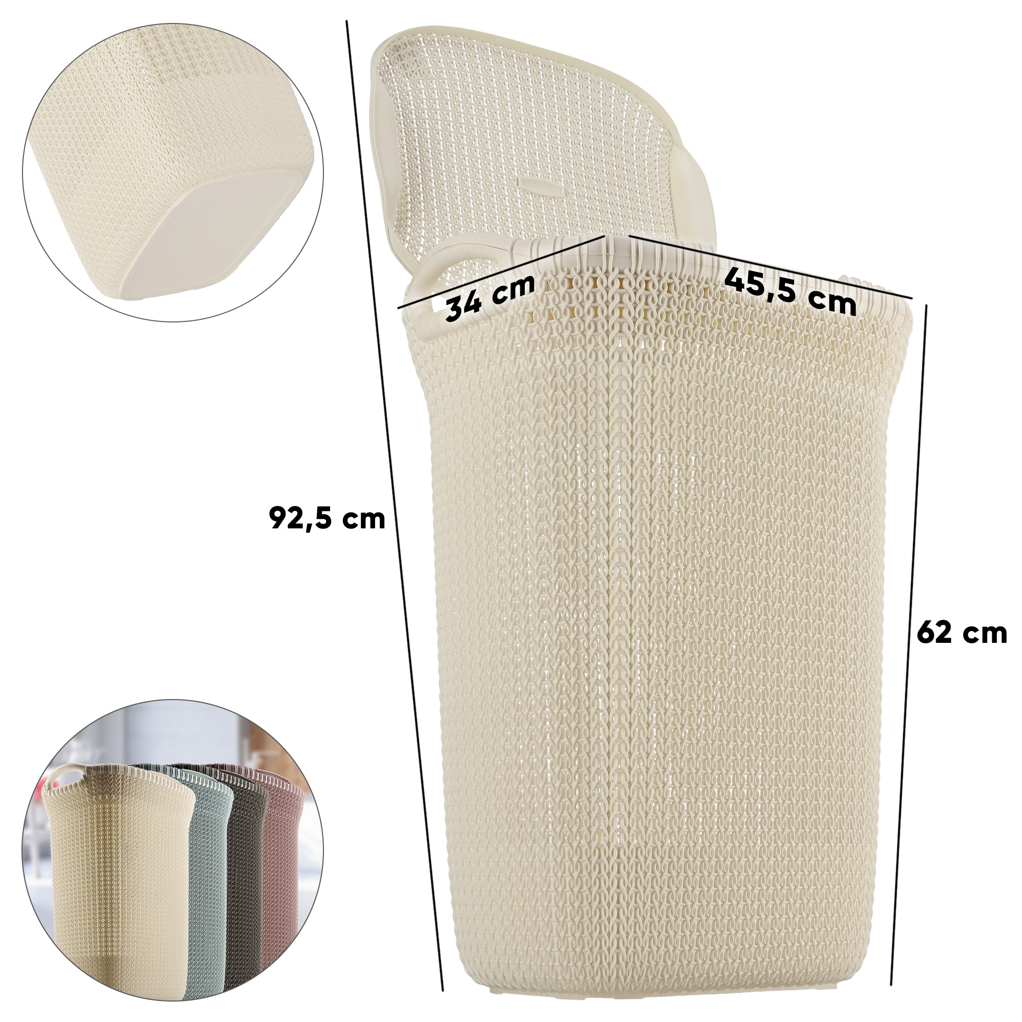Kosz z pokrywą Curver Knit 57L kremowy
