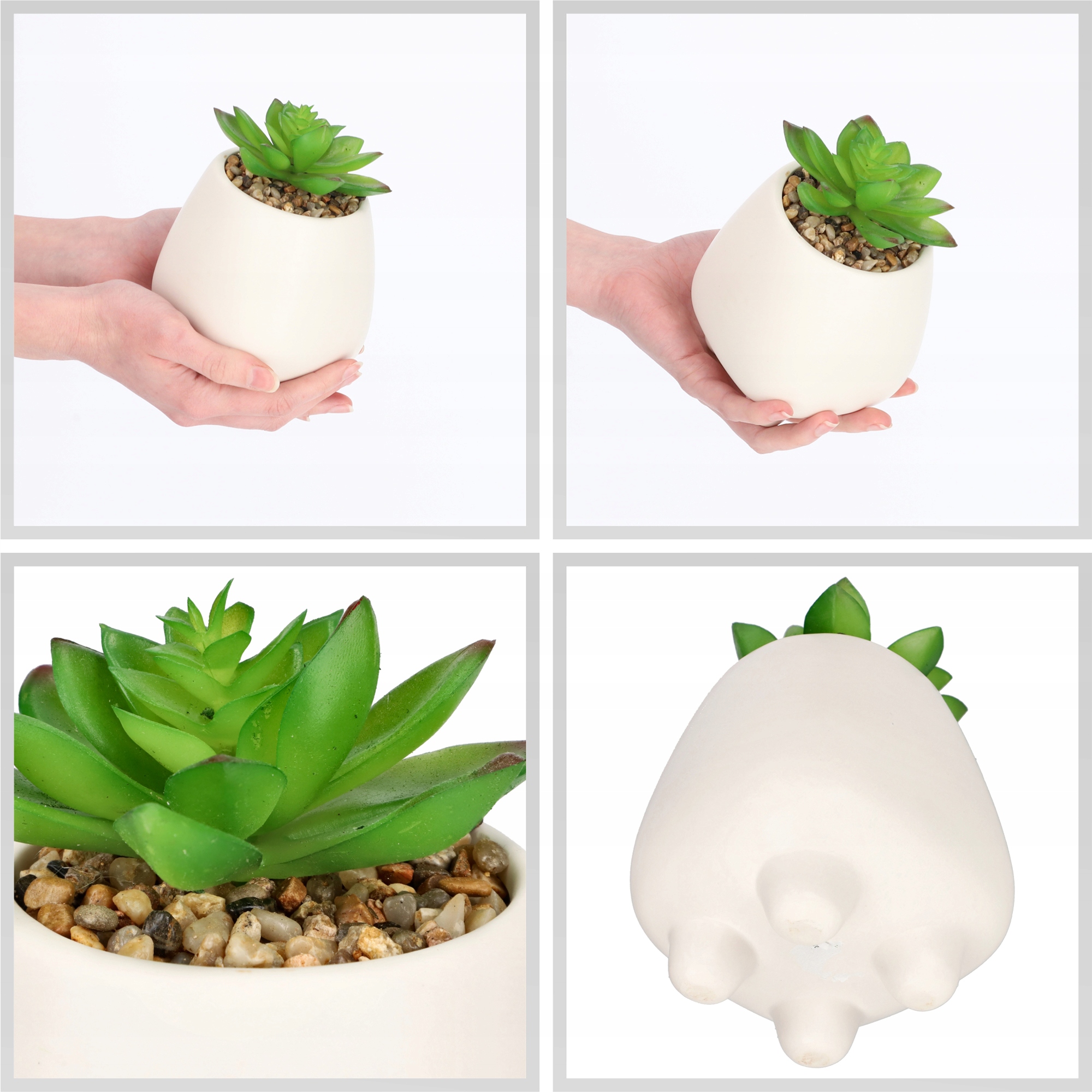 Sztuczny sukulent Rouy, 10,5 cm, biały