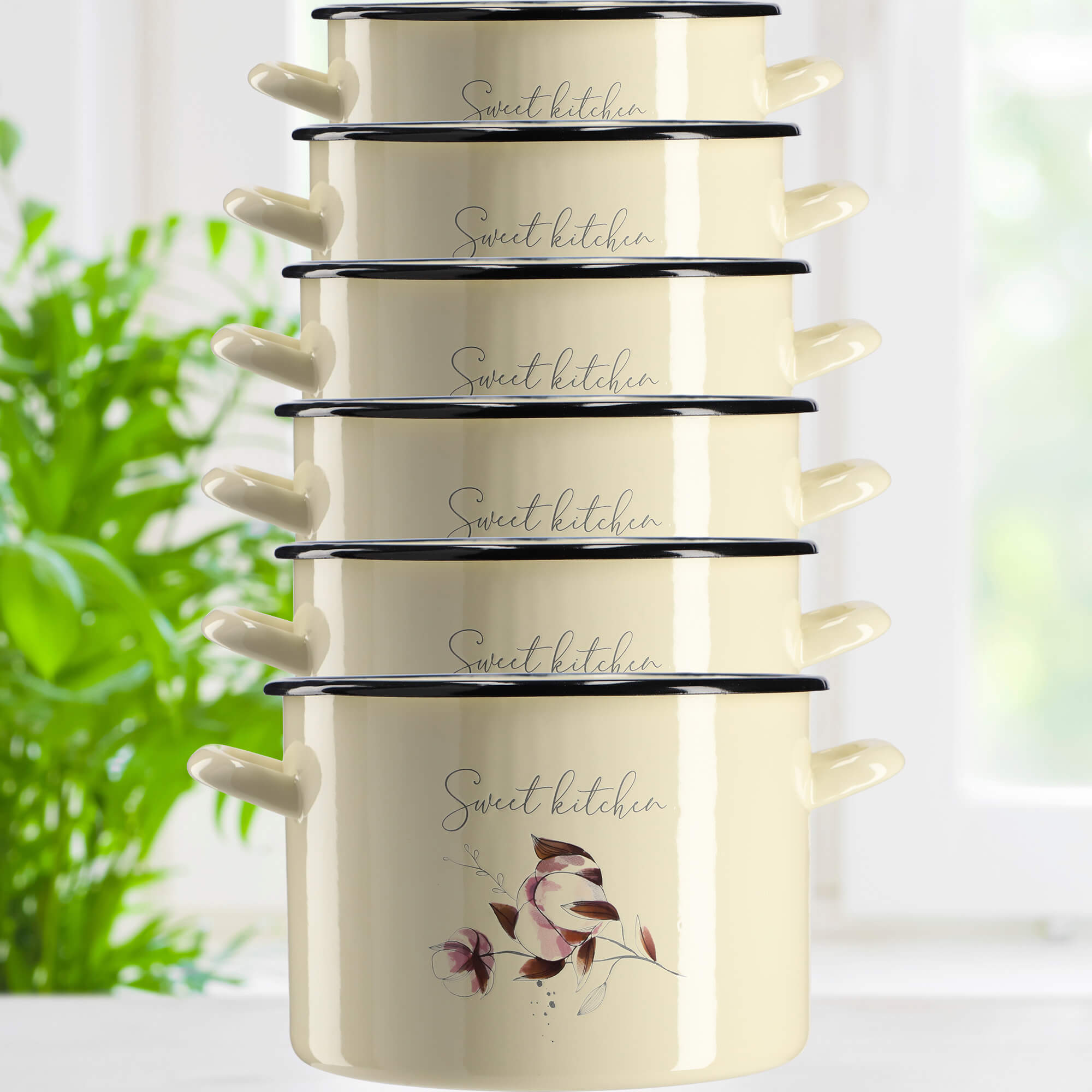 Garnek Emaliowany Luca 3.4L, kwiaty