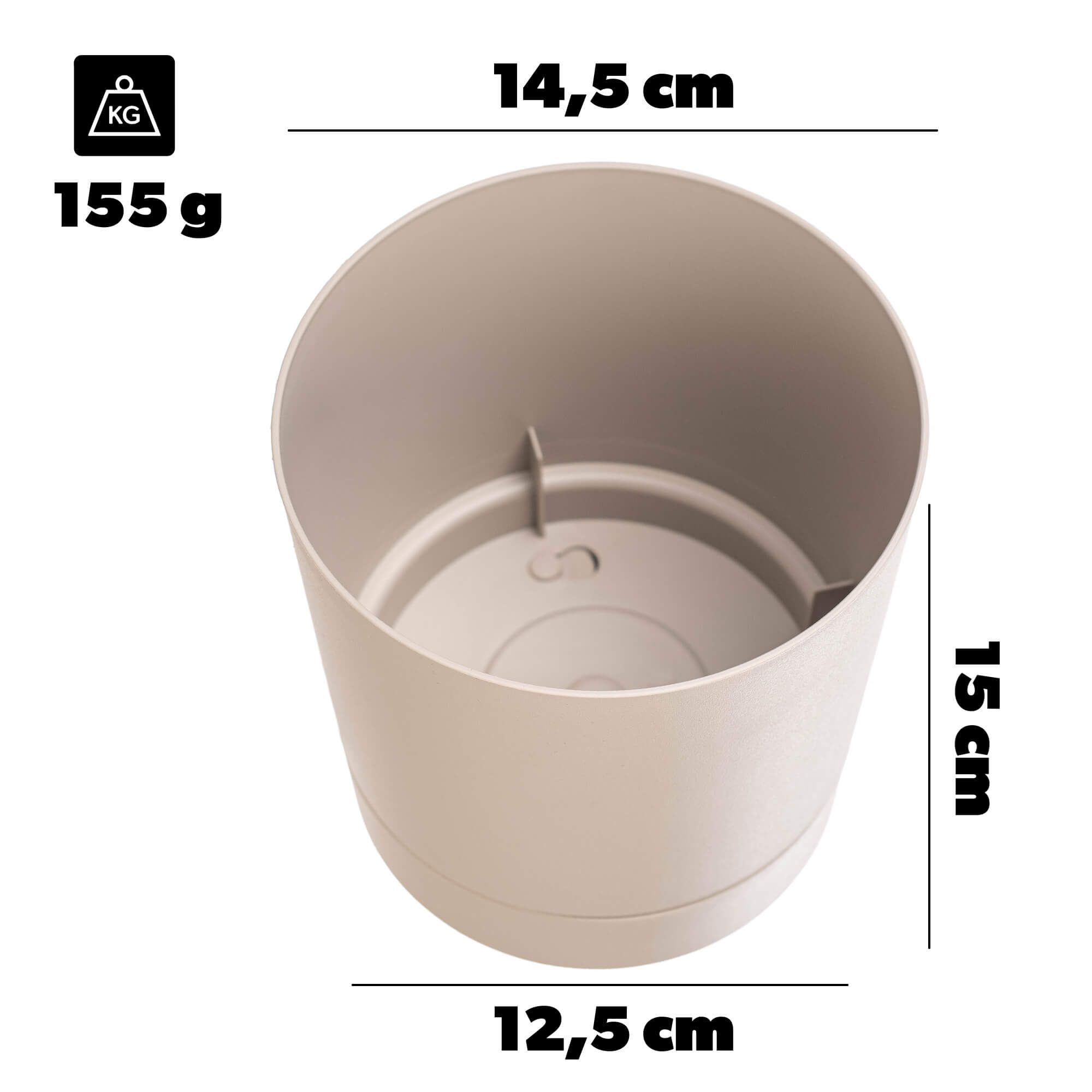 Donica z podstawką Verri 14.5 cm beżowa 2 szt.