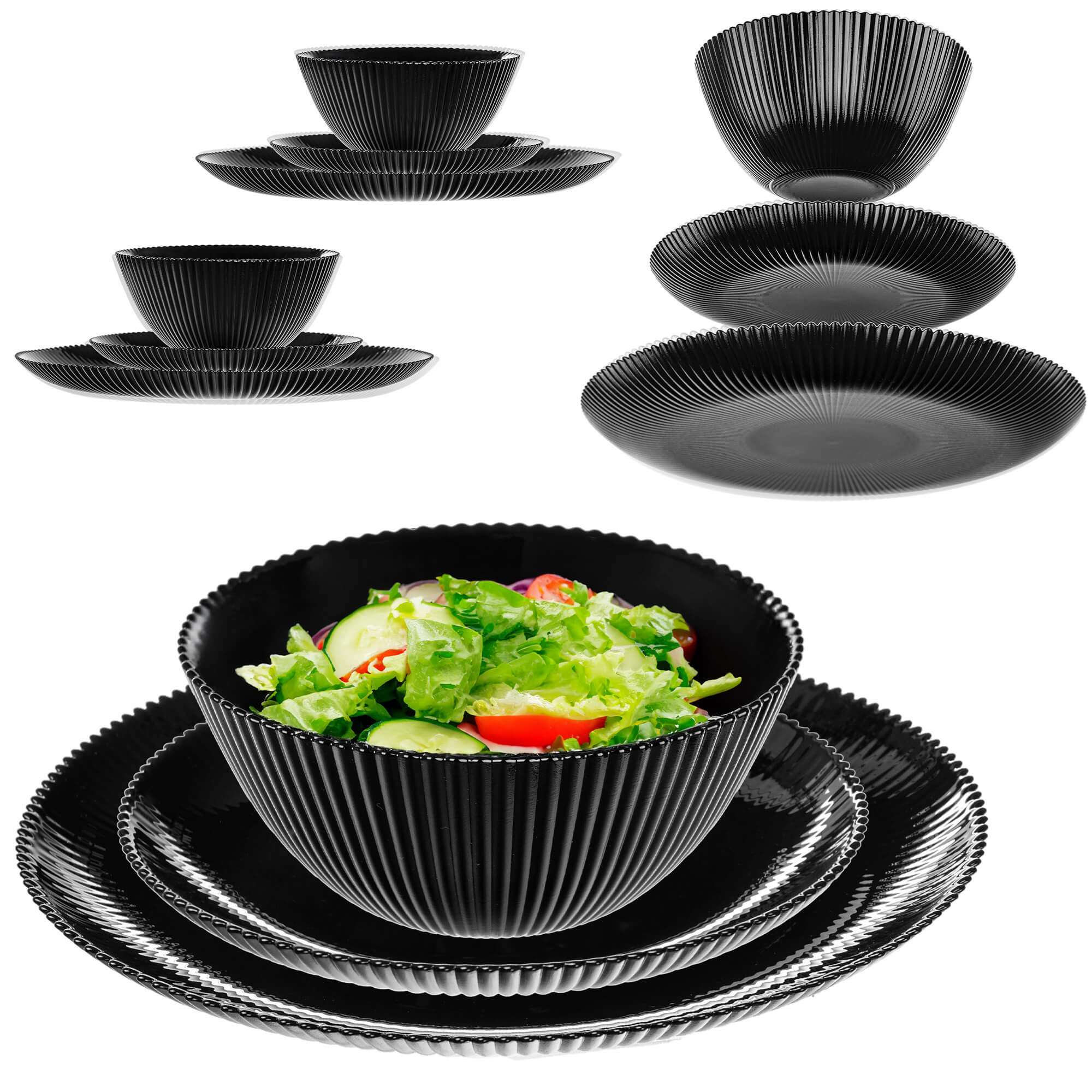 Zestaw obiadowy Regno czarny 2 komplety