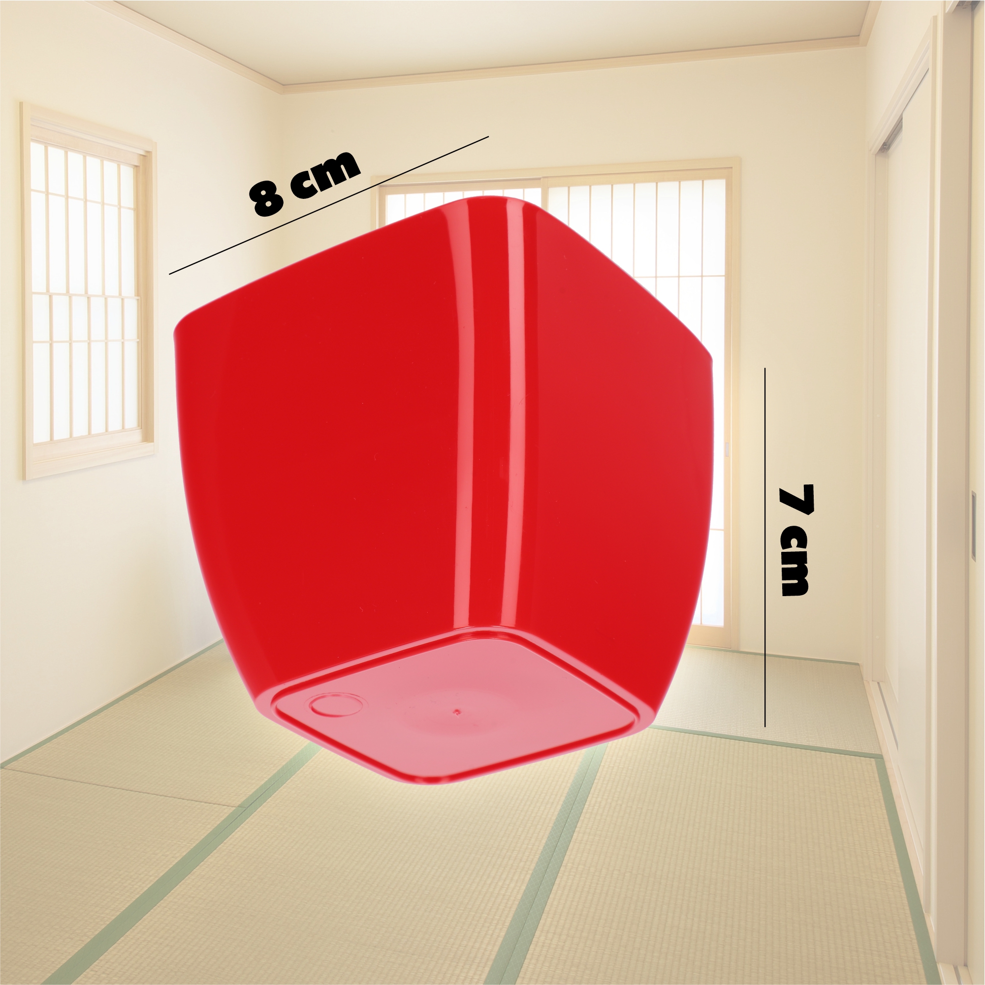 Doniczka kwadratowa Borgo 8 cm, czerwona