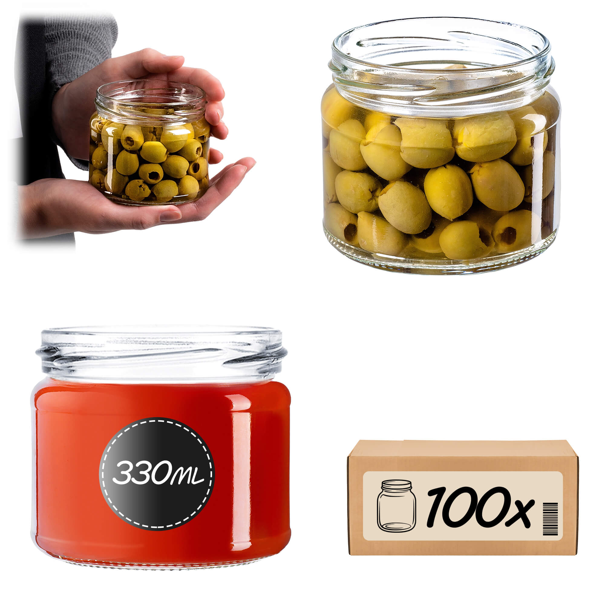 Słoiki na przetwory Sonka 330ml 100szt 82mm bez wieczka