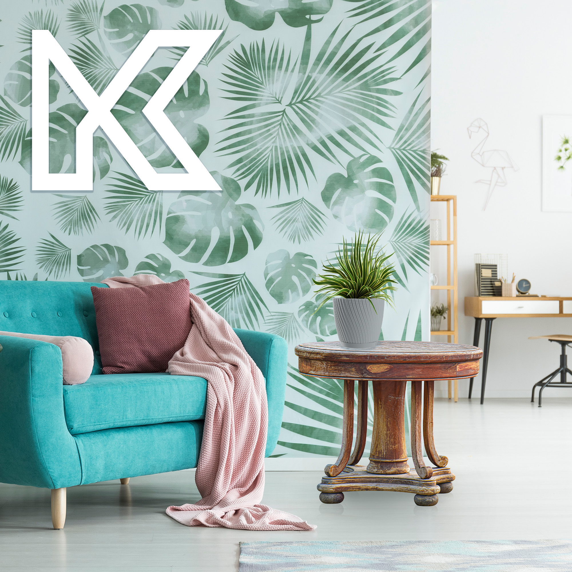 Doniczka z podstawką Tubas 23 cm, platyna