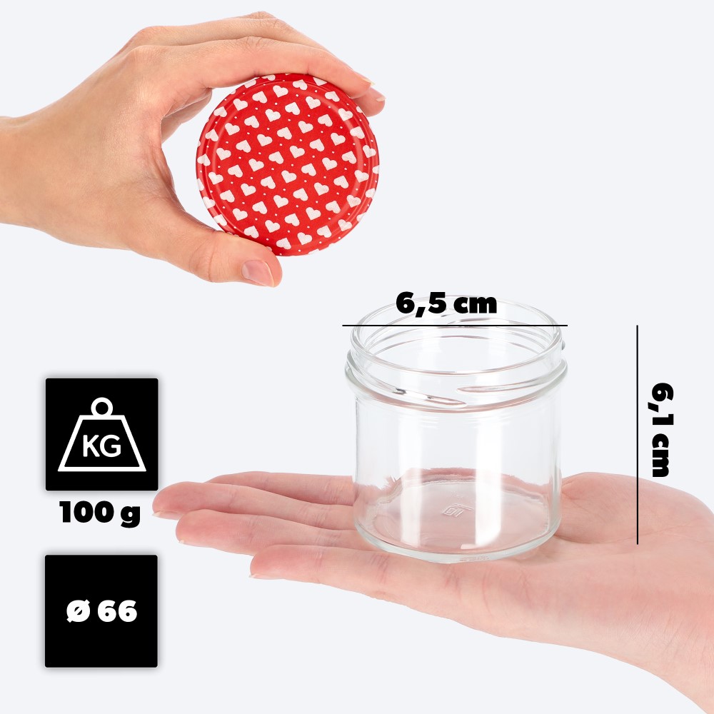 Słoiki Vigo 140ml 50szt 66mm + wieczko "Serca"