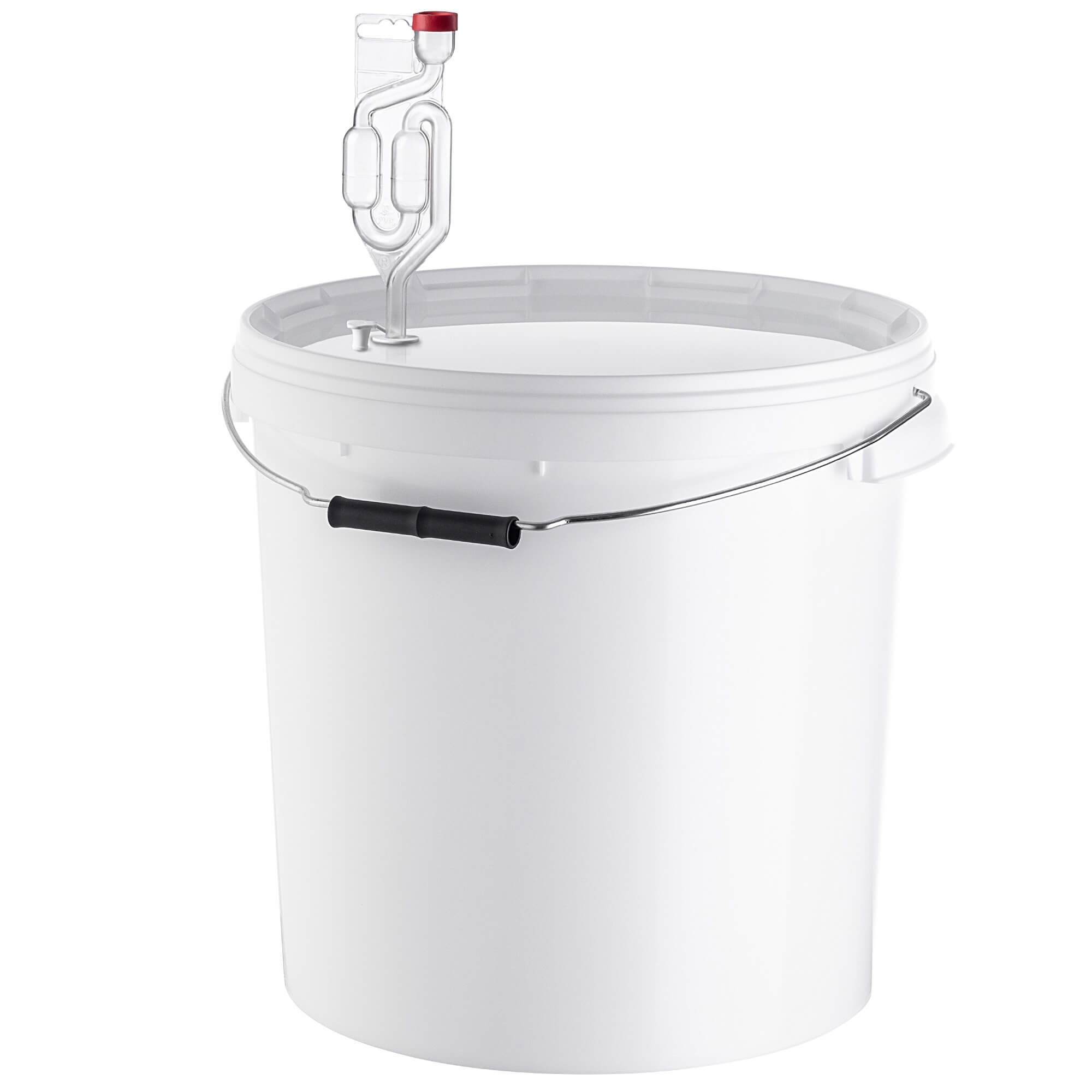 Pojemnik fermentacyjny Acerra z pokrywą i uchwytem 20L biały + korek + rurka fermentacyjna