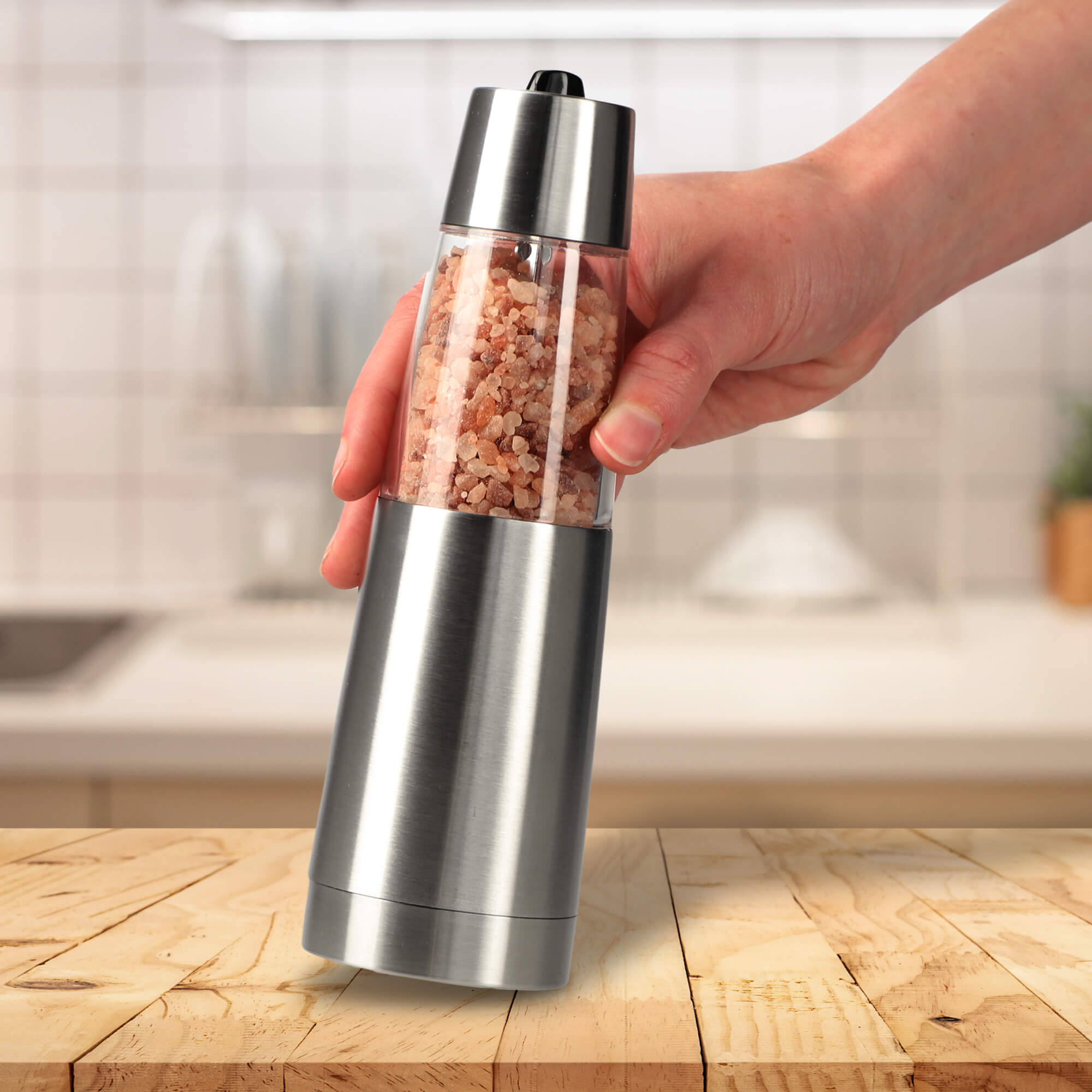 Elektryczny młynek do przypraw Jukon 19 cm, srebrny