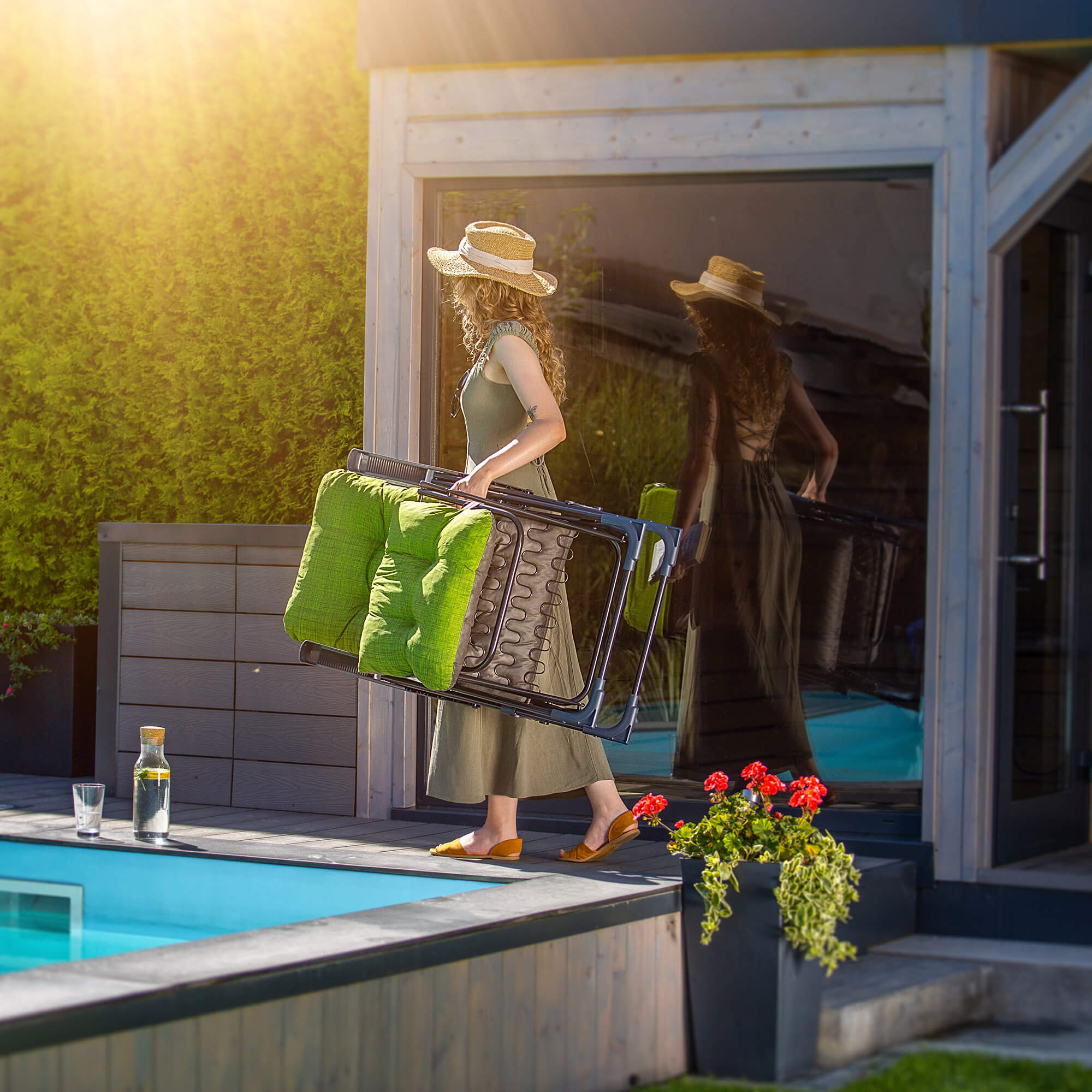 Leżak ogrodowy Soller Plus 150 x 68 cm zielony