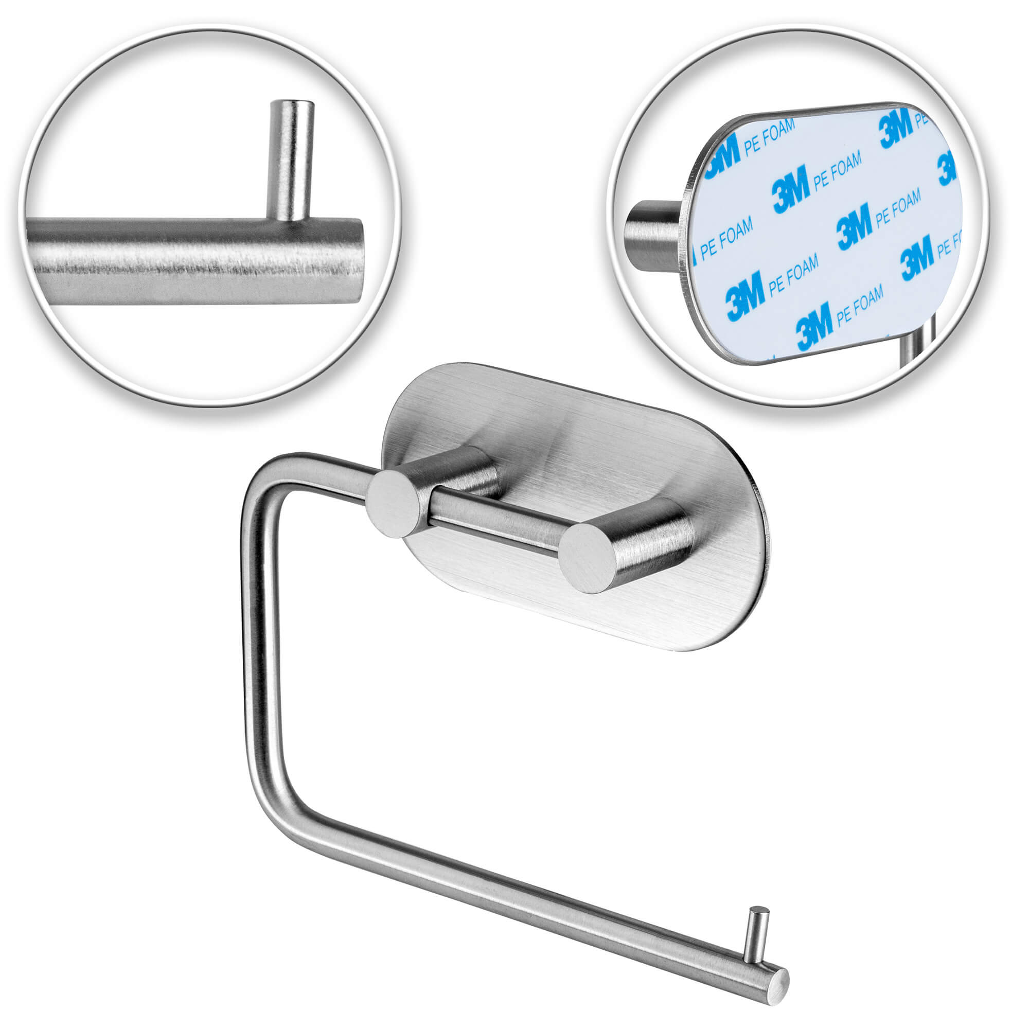 Uchwyt na papier toaletowy Still, samoprzylepny, srebrny