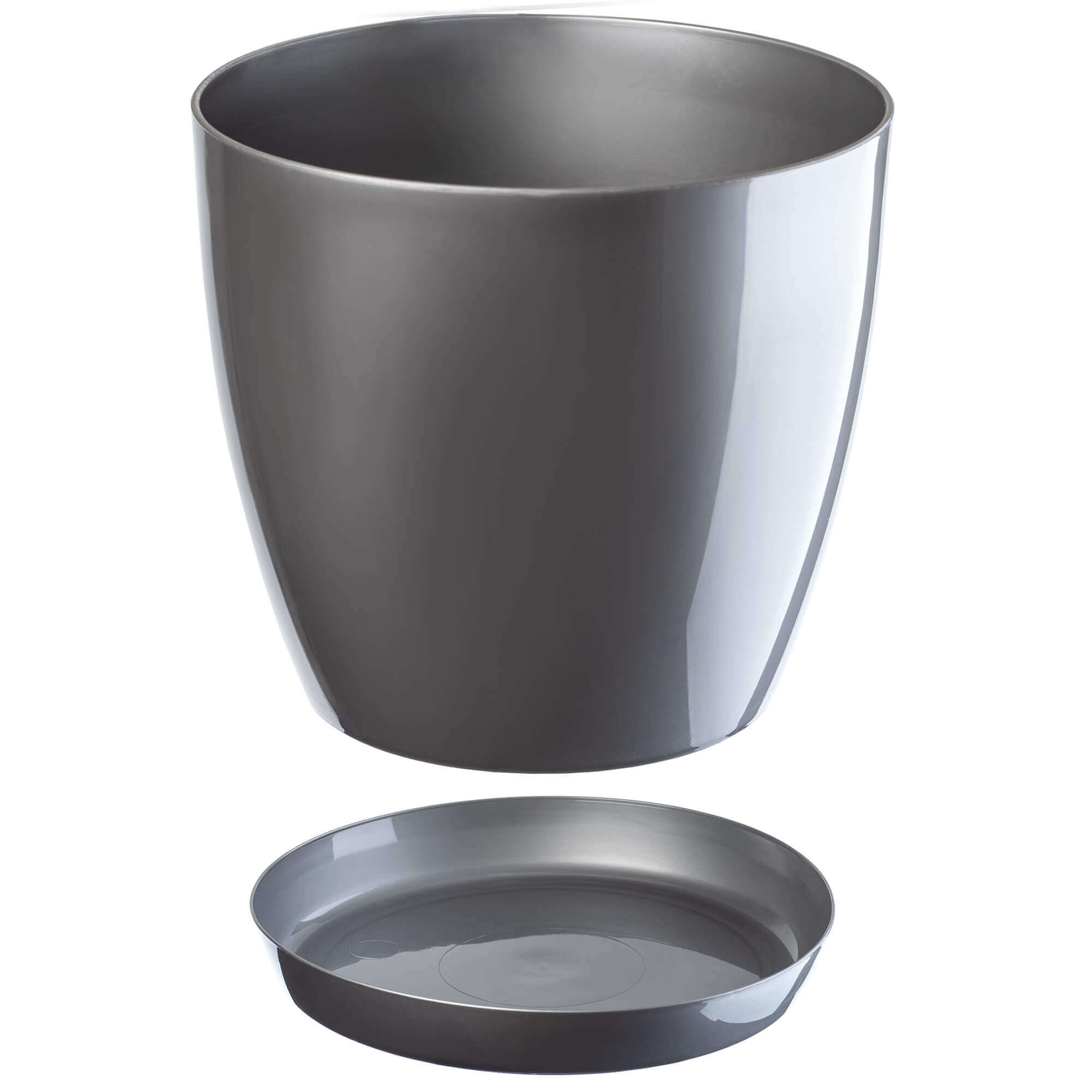 Doniczka na kwiaty z podstawką 23 cm, srebrna