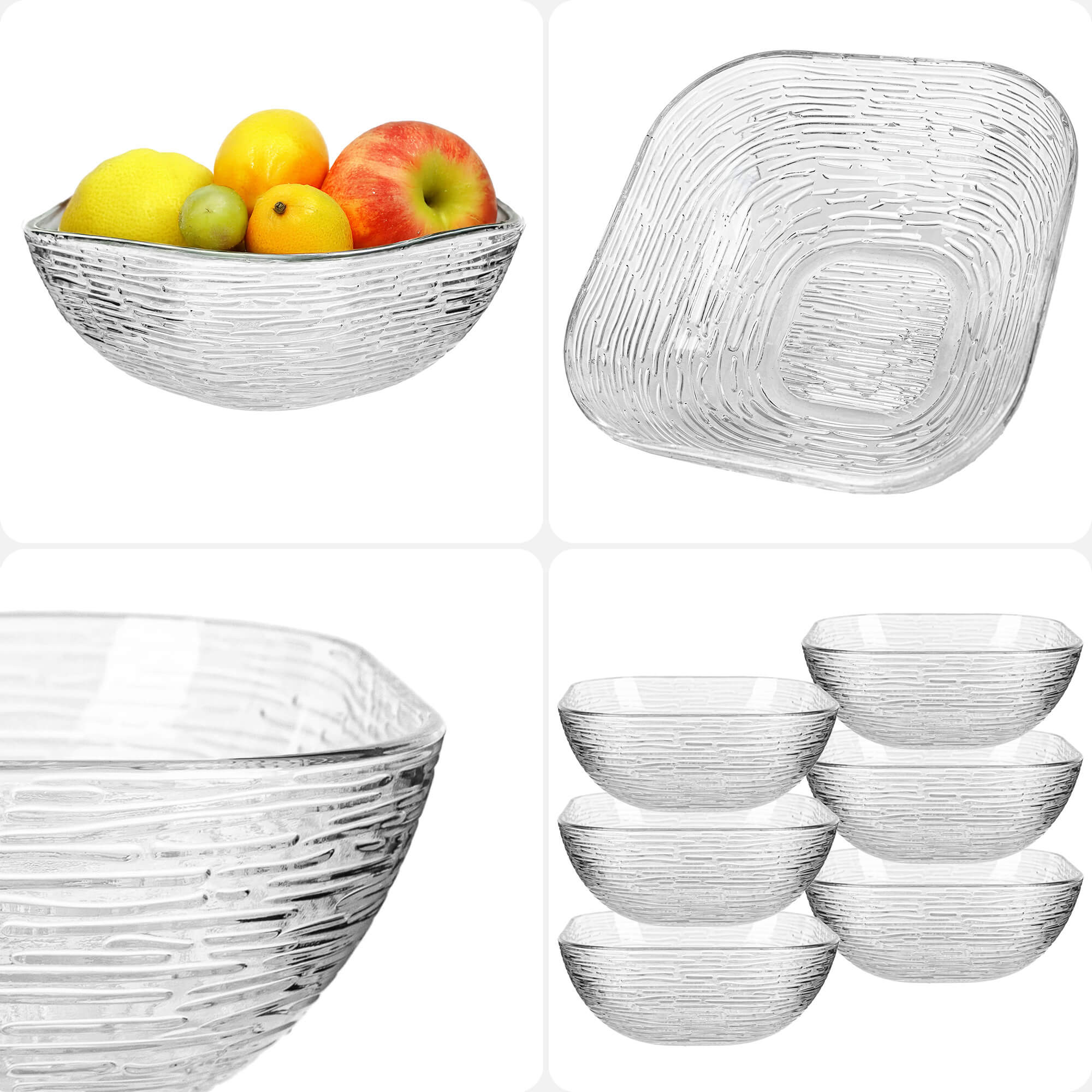 Salaterka szklana Venosa 20 cm wzór kora 6 szt.