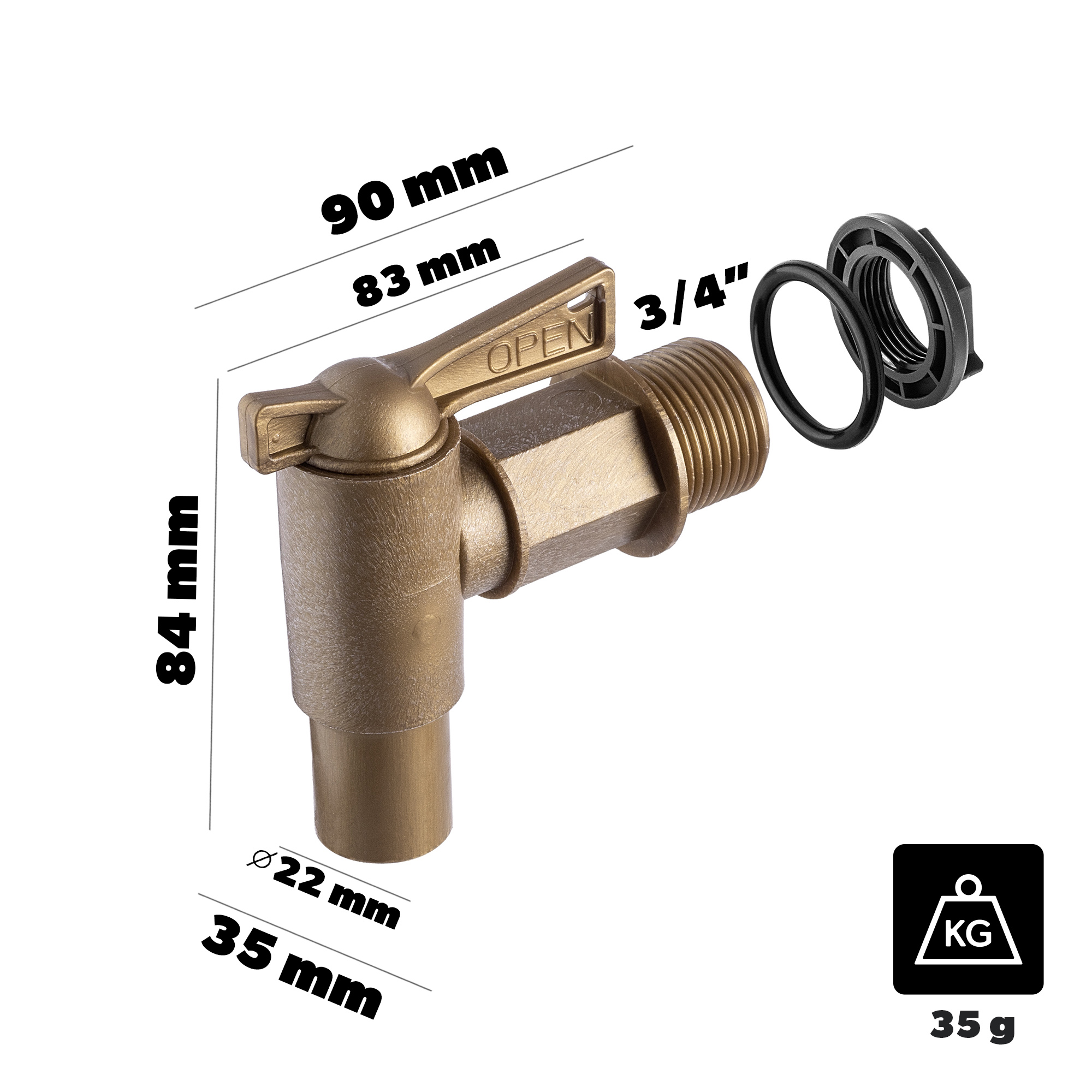 Kranik do zbiornika na deszczówkę Zonea złoty