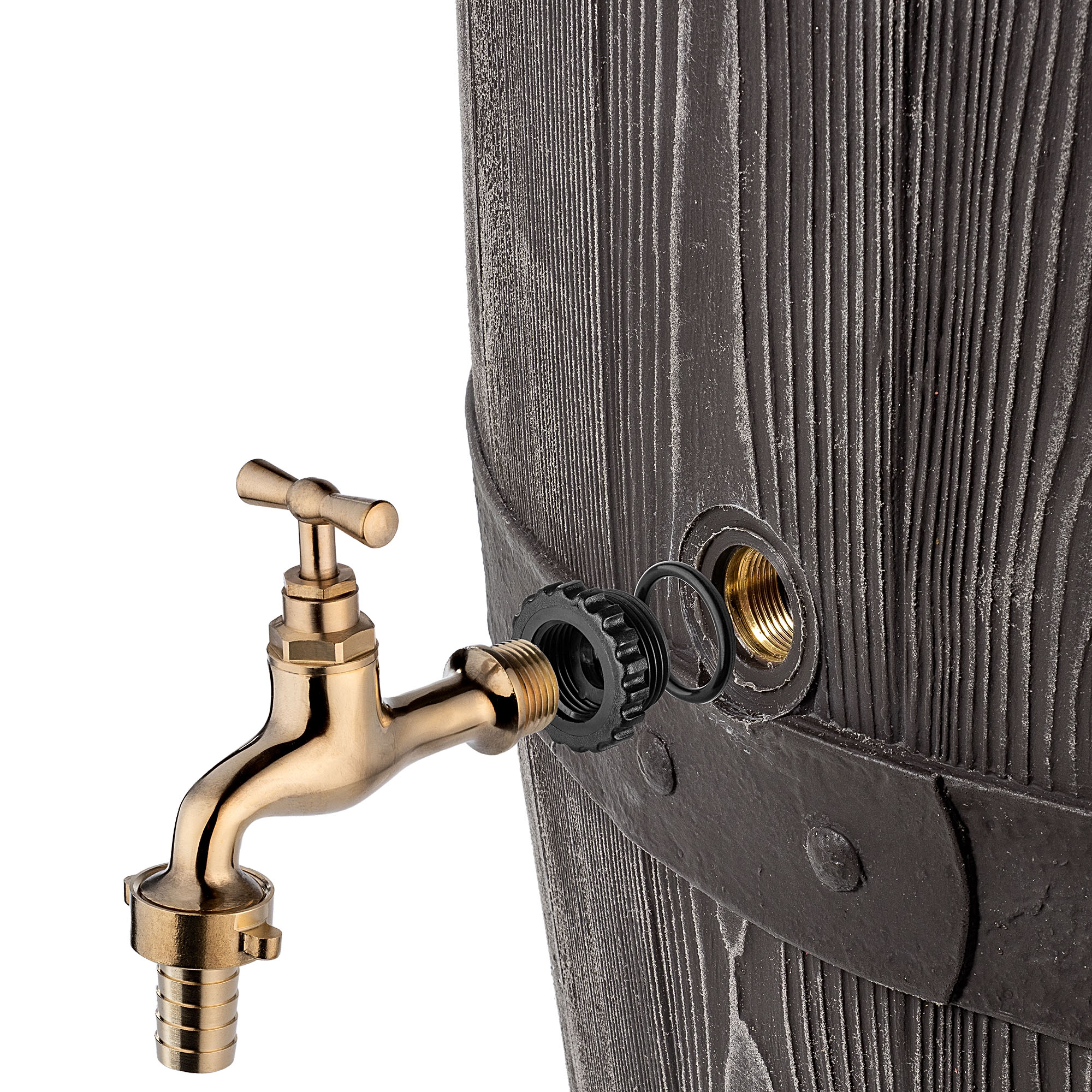 Zbiornik, beczka na deszczówkę Talais 250L + zestaw przyłączeniowy brąz