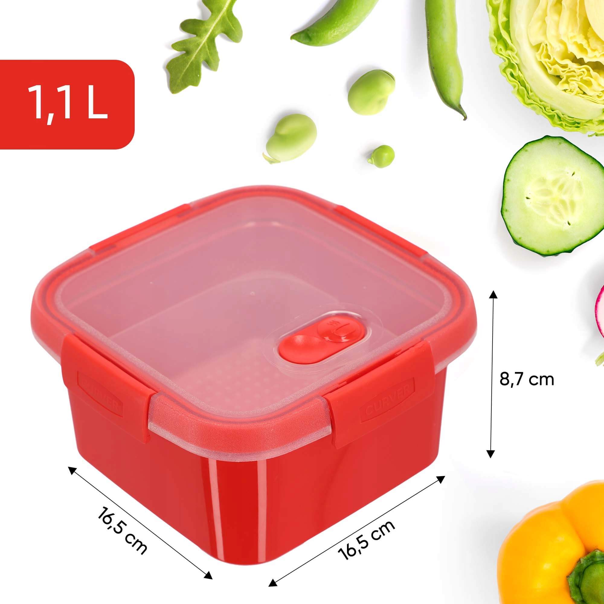Pojemnik na żywność 1.1L Curver Steamer, czerwony
