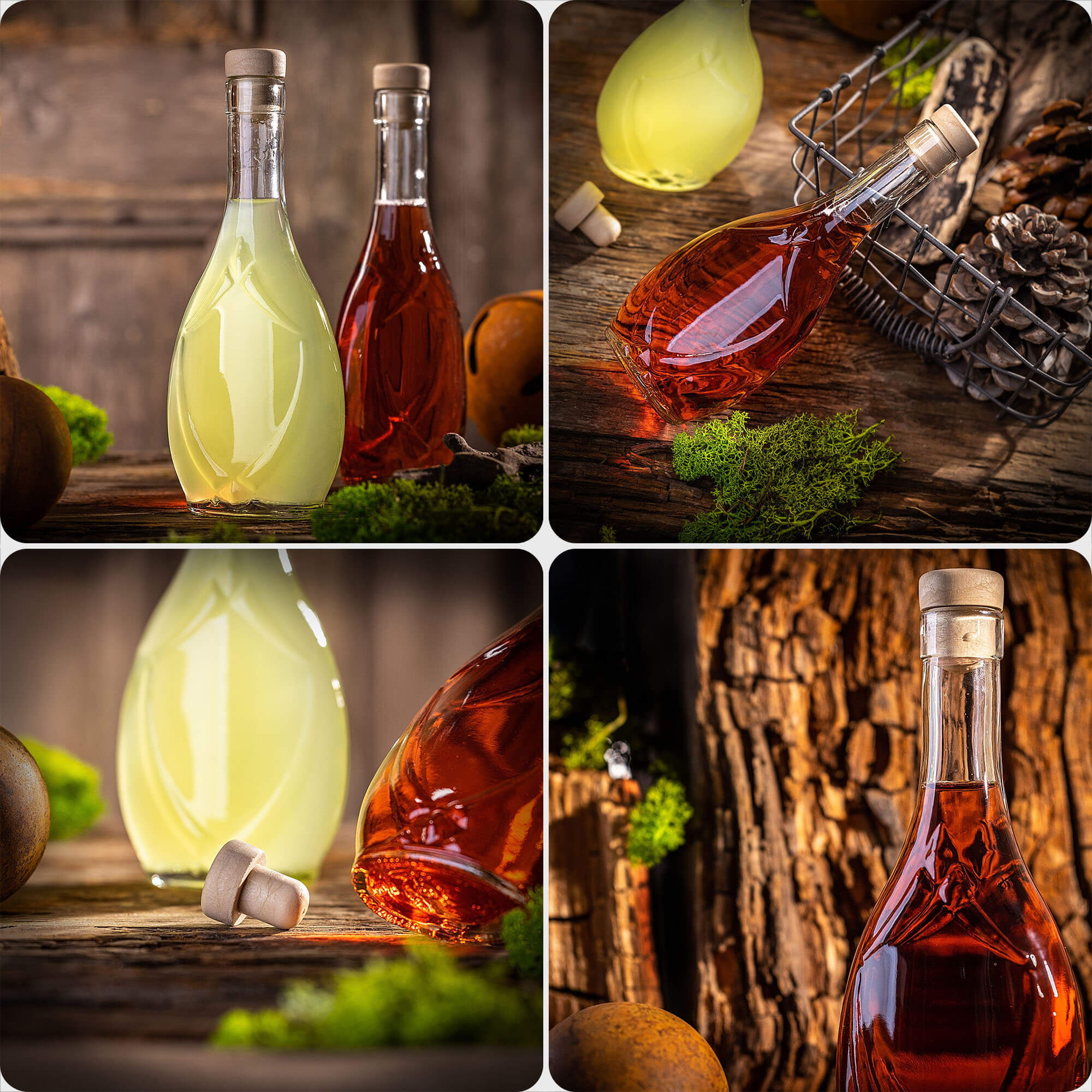 Szklana butelka na nalewkę Icona 250ml z korkiem syntetycznym 50 szt.