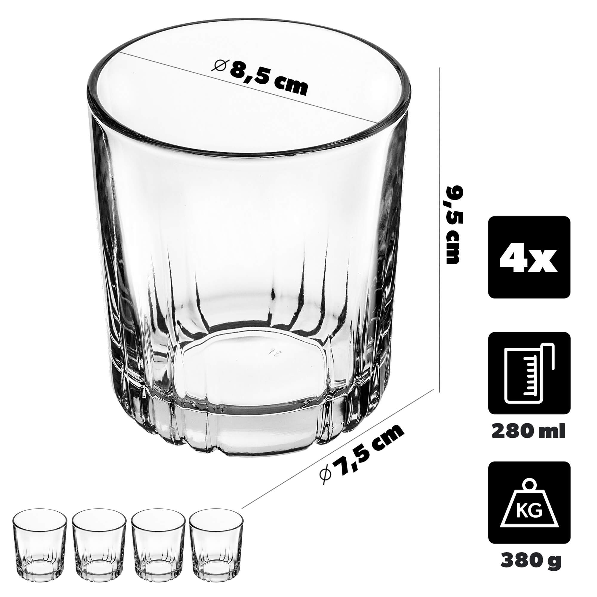 Szklanki do whisky Ariis 280ml 4 szt.