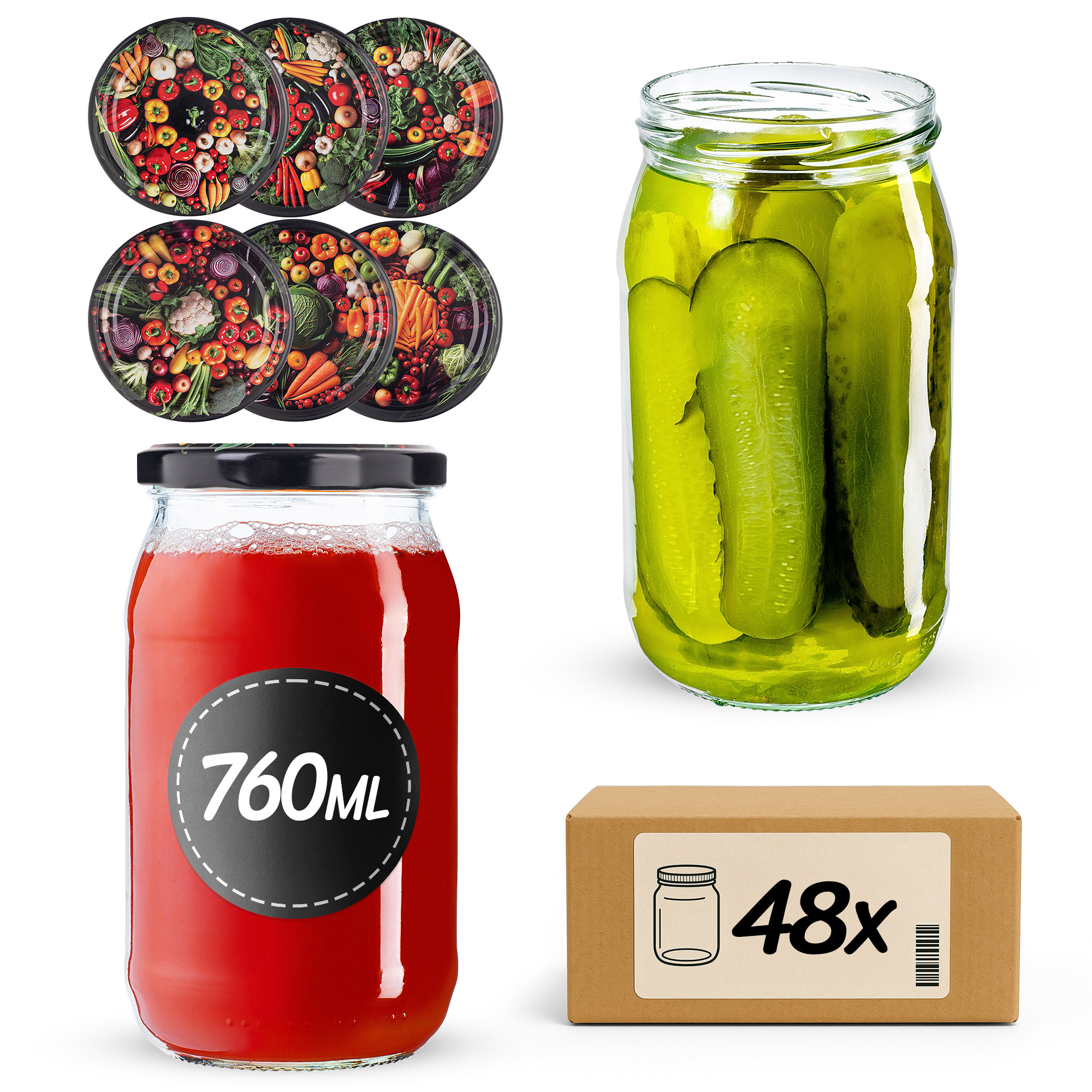 Słoiki na przetwory Niva 760ml fi82mm 48szt + wieczko Warzywa mix