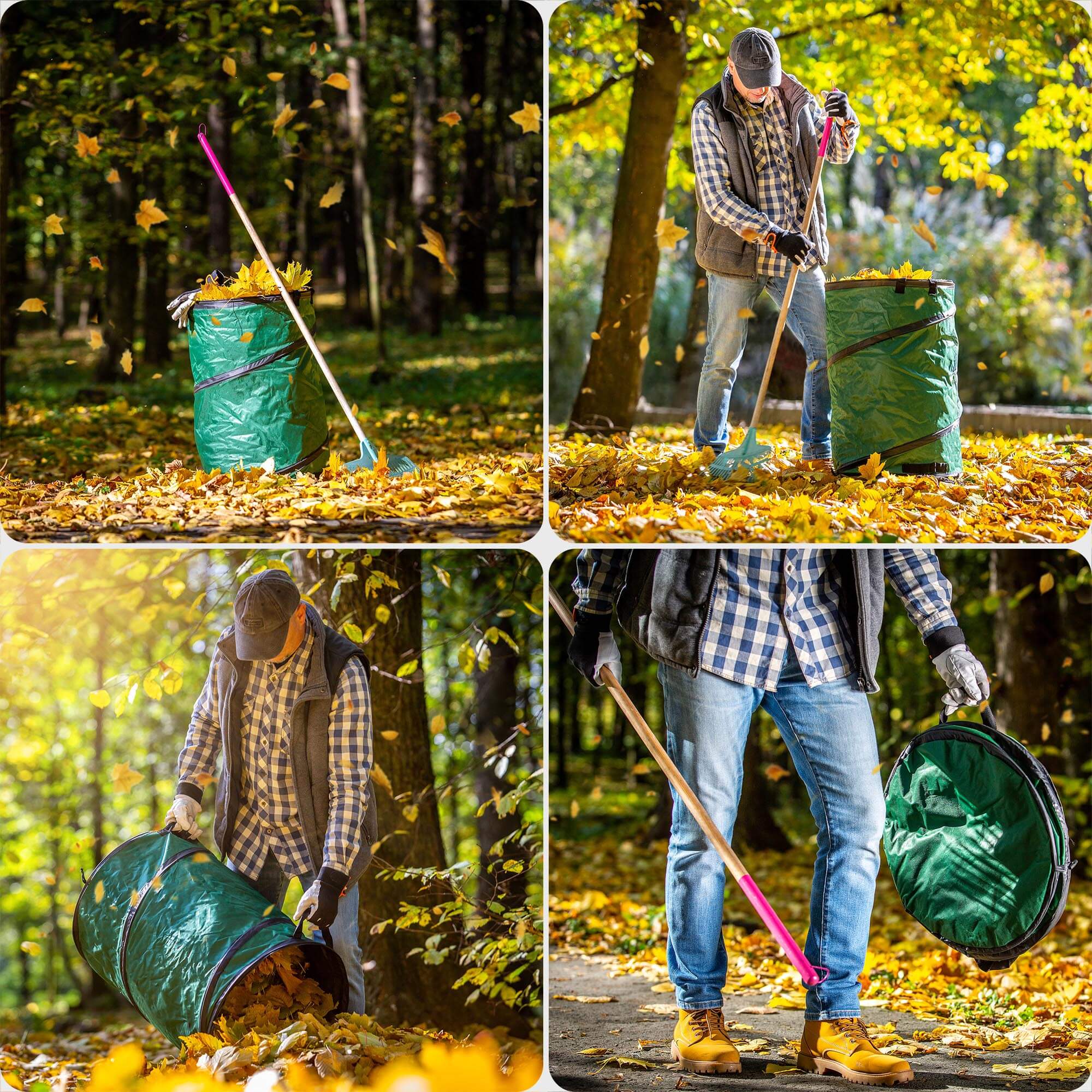 Składany kosz ogrodowy Vermenton 120L zielony