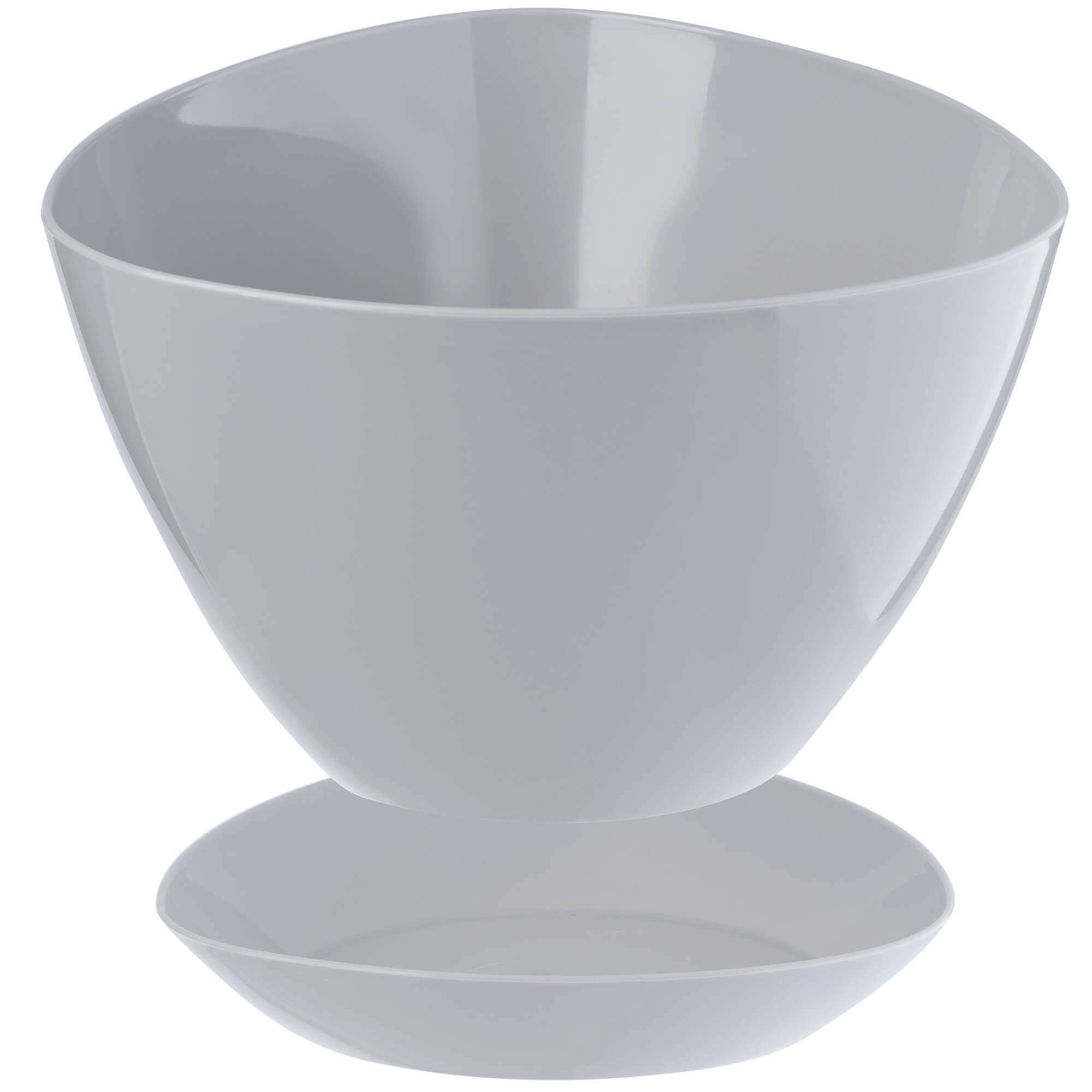 Doniczka trójkątna z podstawką 23 x 16 cm, szara