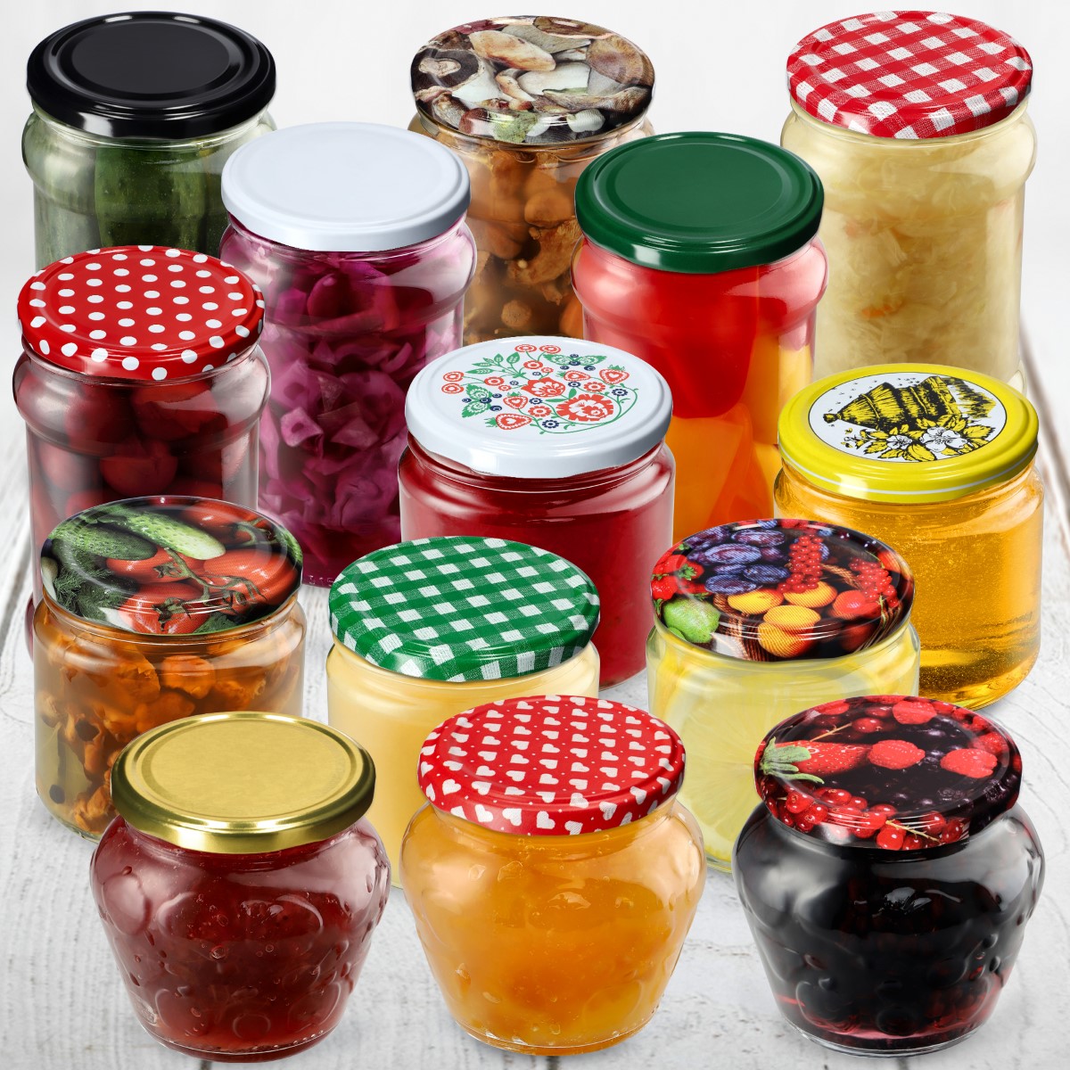 Słoiki Kemi 200ml 100szt 66mm + wieczka "Mix Owoców"