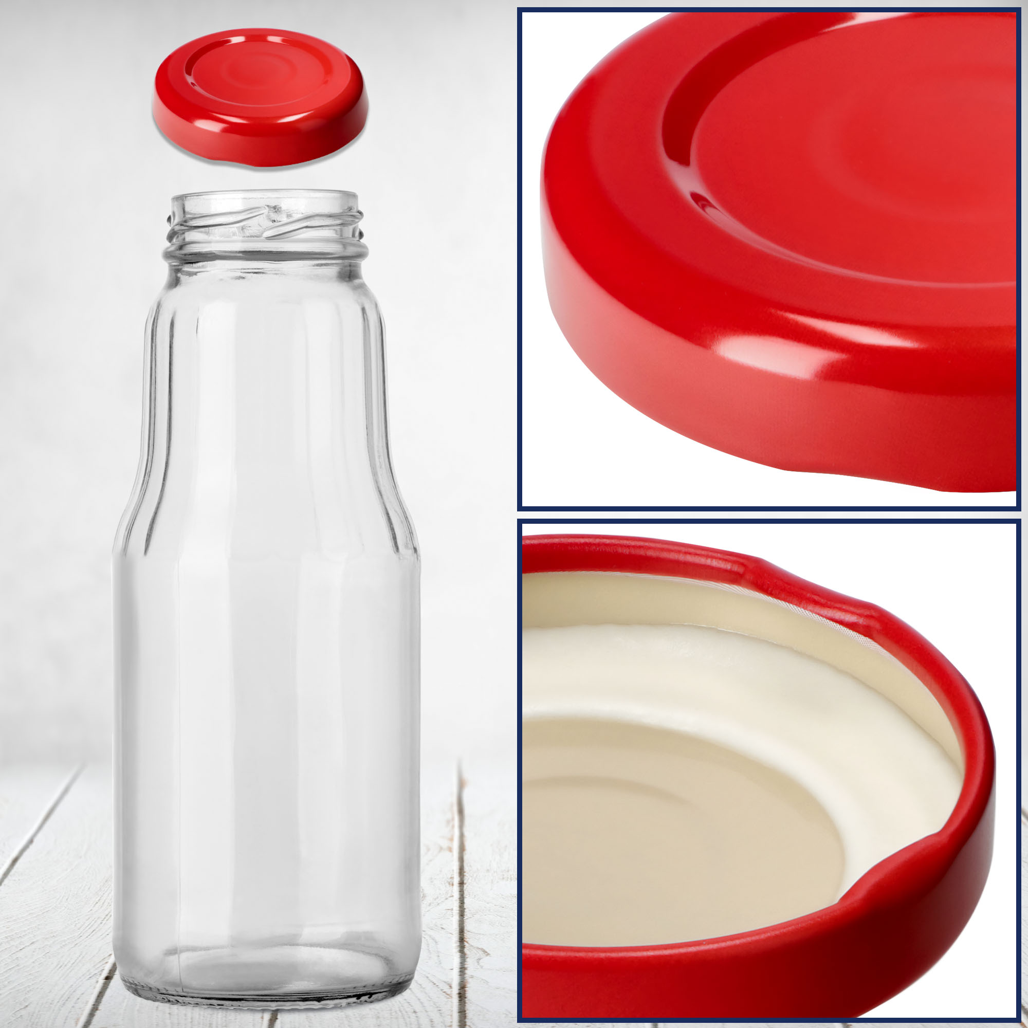 Metalowe wieczka do słoików i butelek Tranas fi 33mm czerwone, 100szt