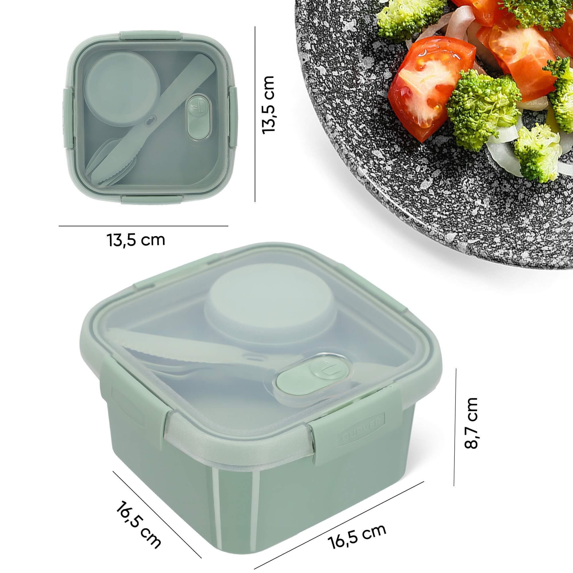 Pojemnik na żywność kwadratowy 1.1L To Go Lunch Kit, zielony