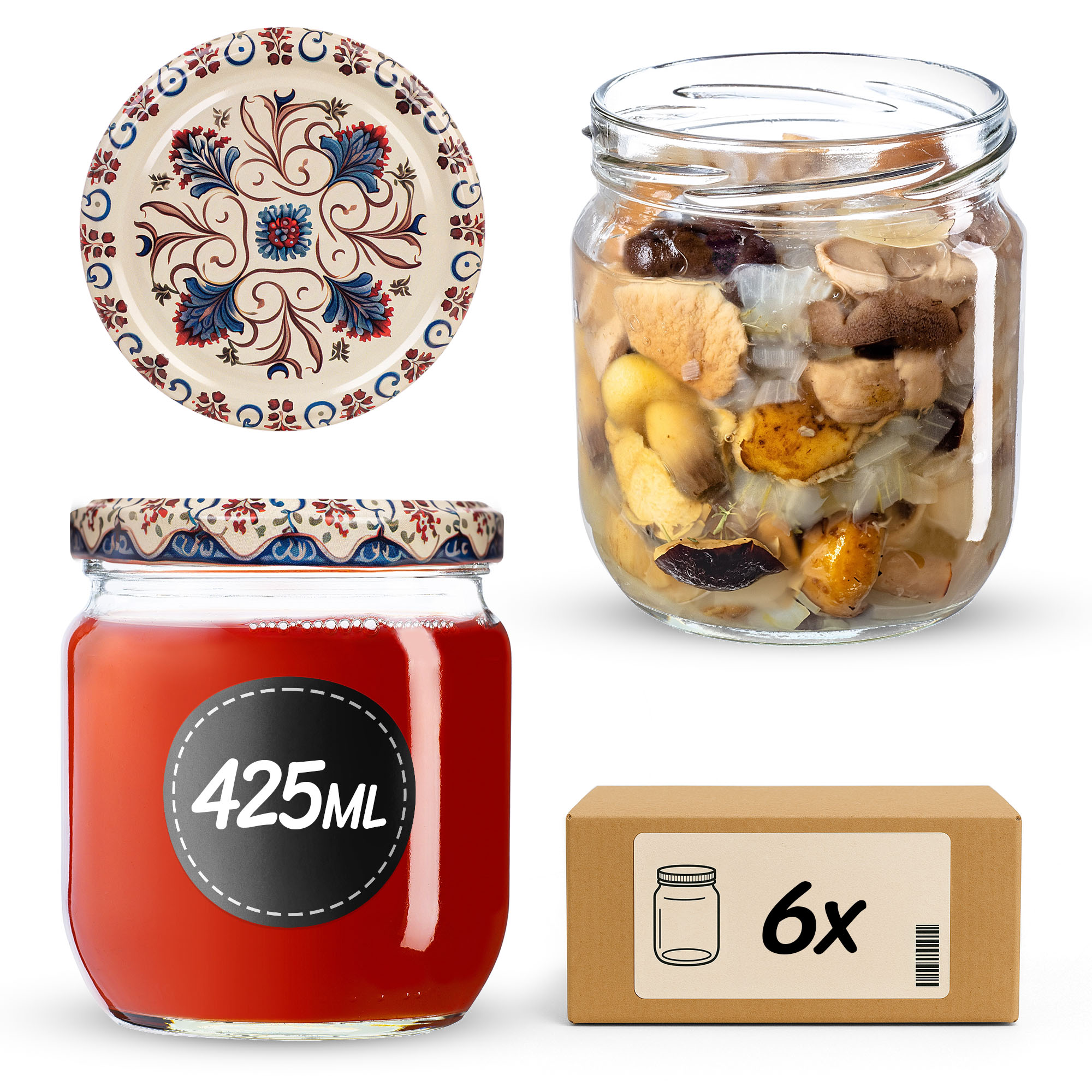 Słoiki na przetwory Salla 425ml fi82mm 6szt + wieczko Ceramics 3