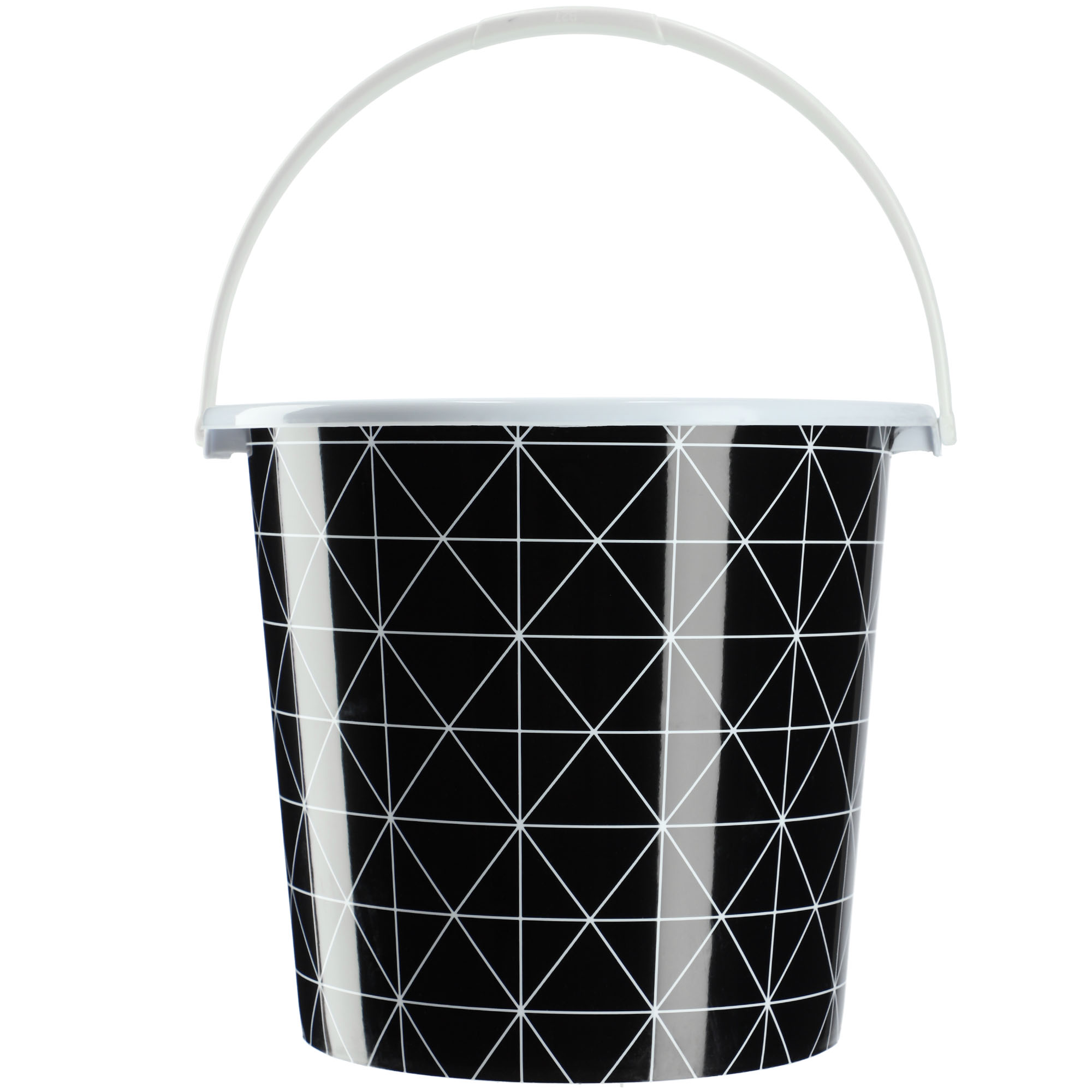Wiadro plastikowe Ars 5L czarne w trójkąty
