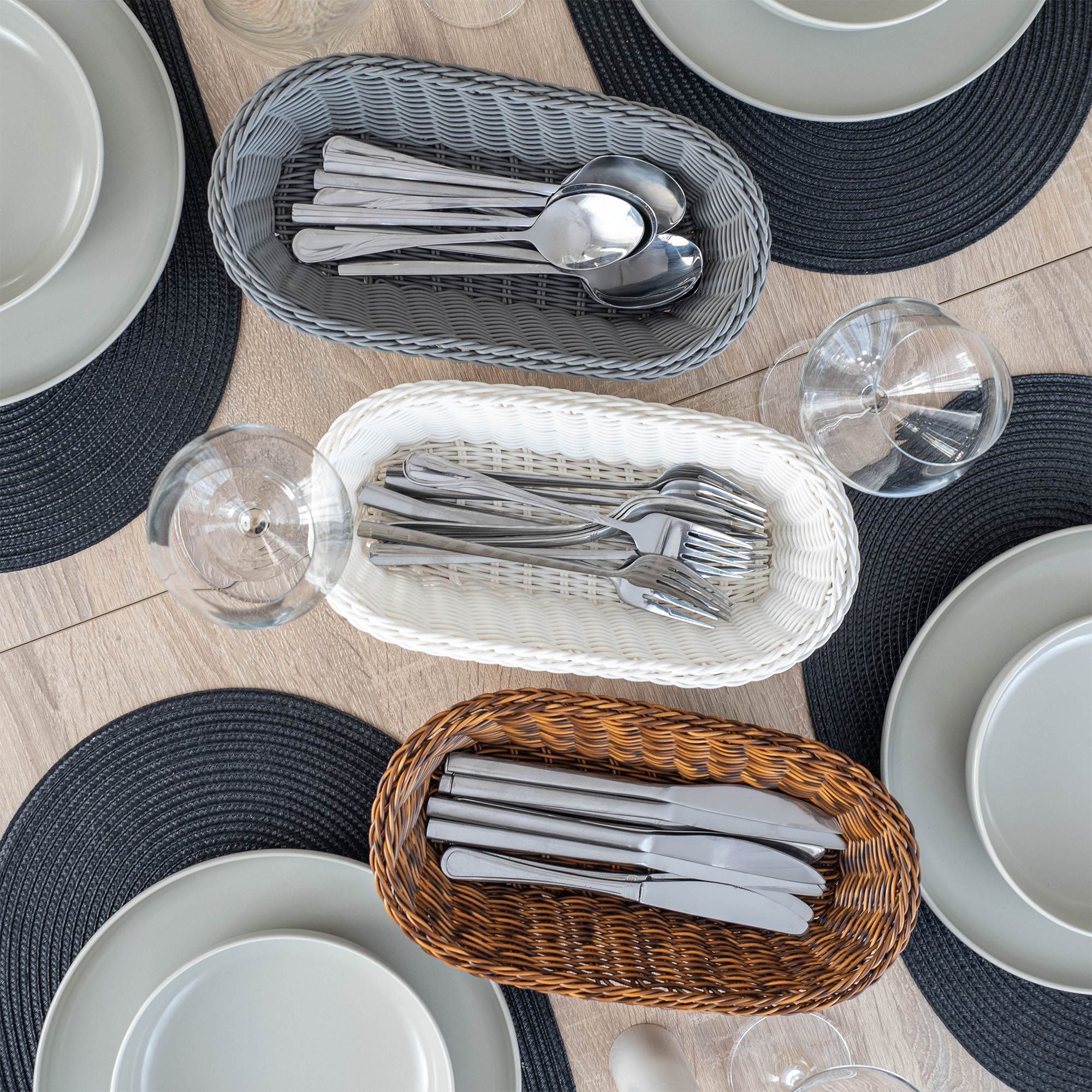 Koszyk pleciony Arezzo podłużny, kremowy