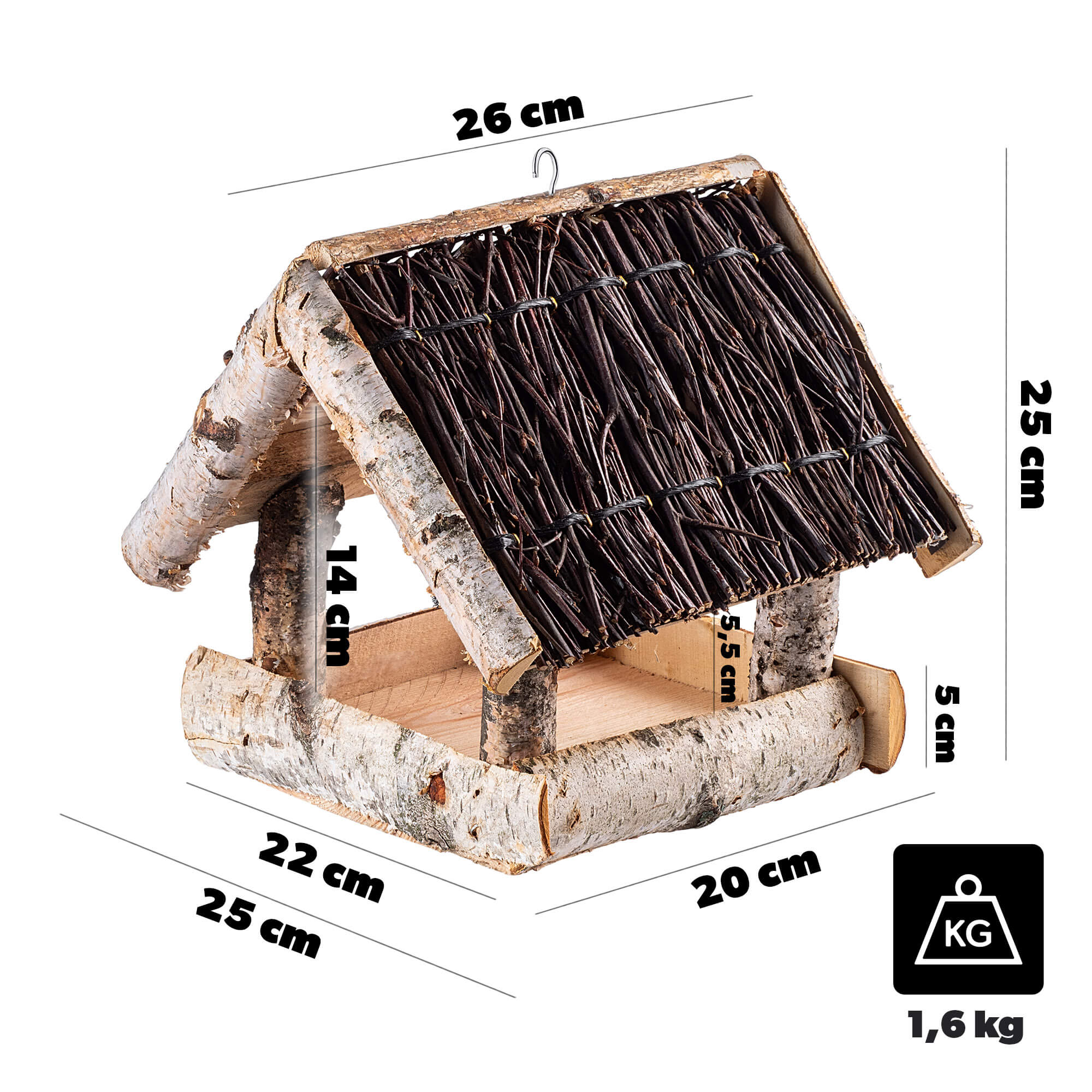 Karmnik dla ptaków z brzozy Revel 26 x 25 cm