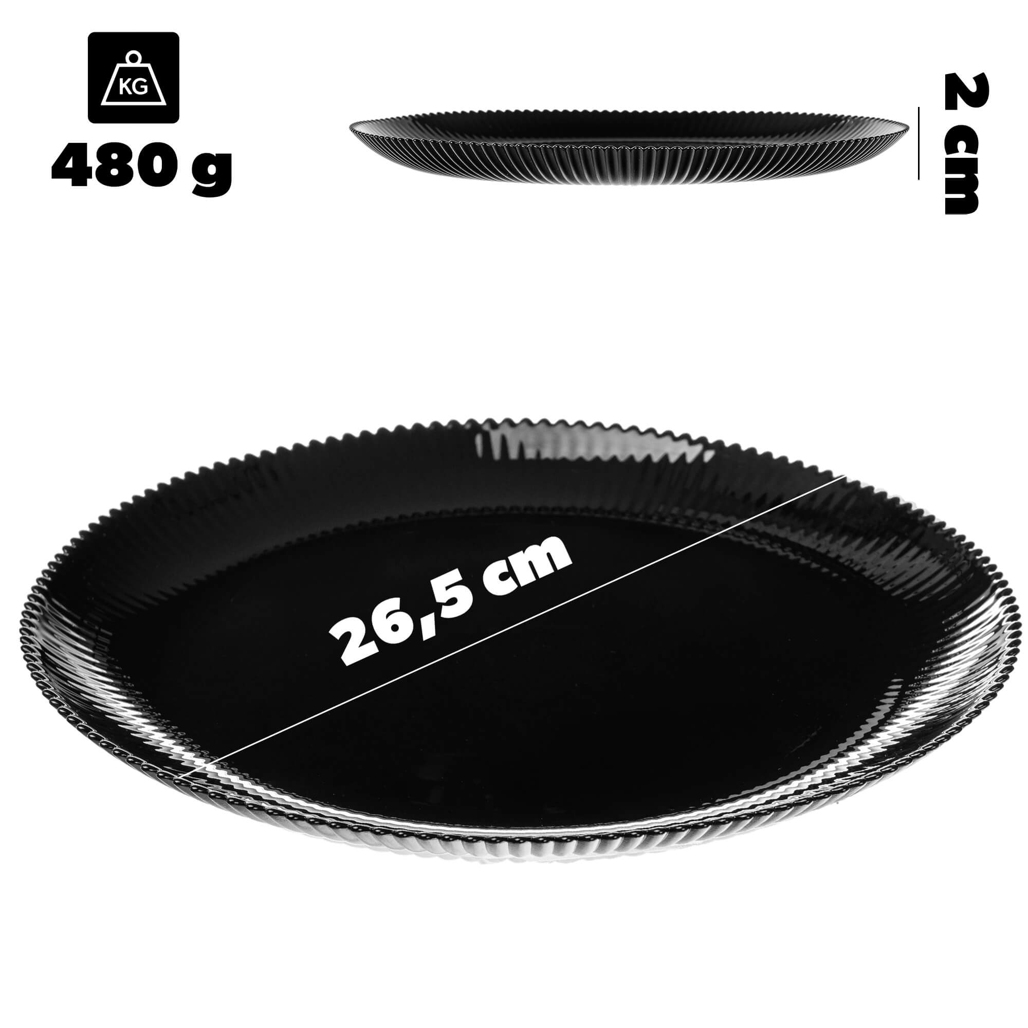 Talerz płytki Regno 26.5 cm czarny 6 szt.